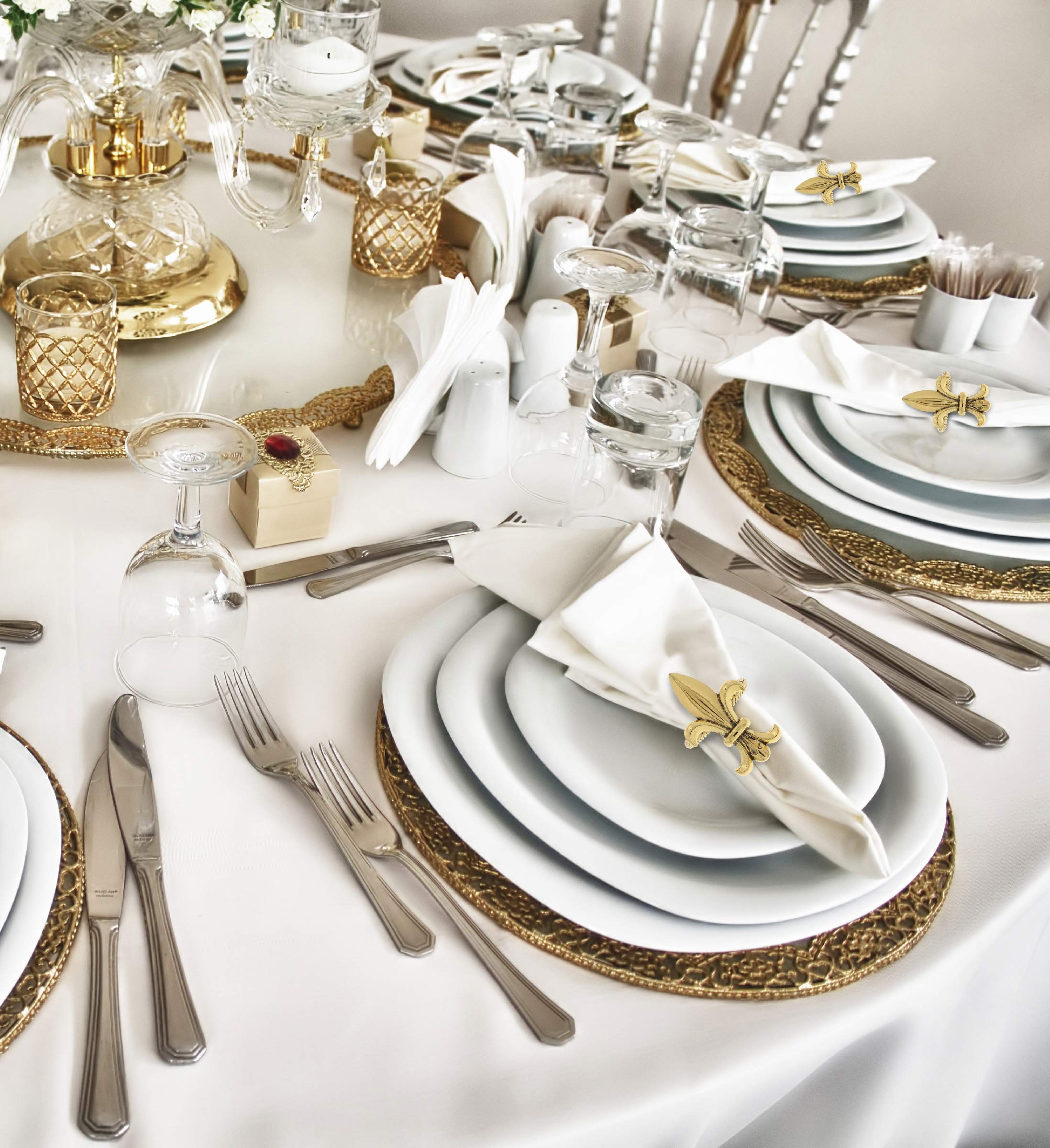 Kitchabon Gold Napkin Rings Set Of 6 - Elegant Metal Gold Napkin Holder Ring Bands, Fancy Table Centerpiece Napkin Rings For Hol