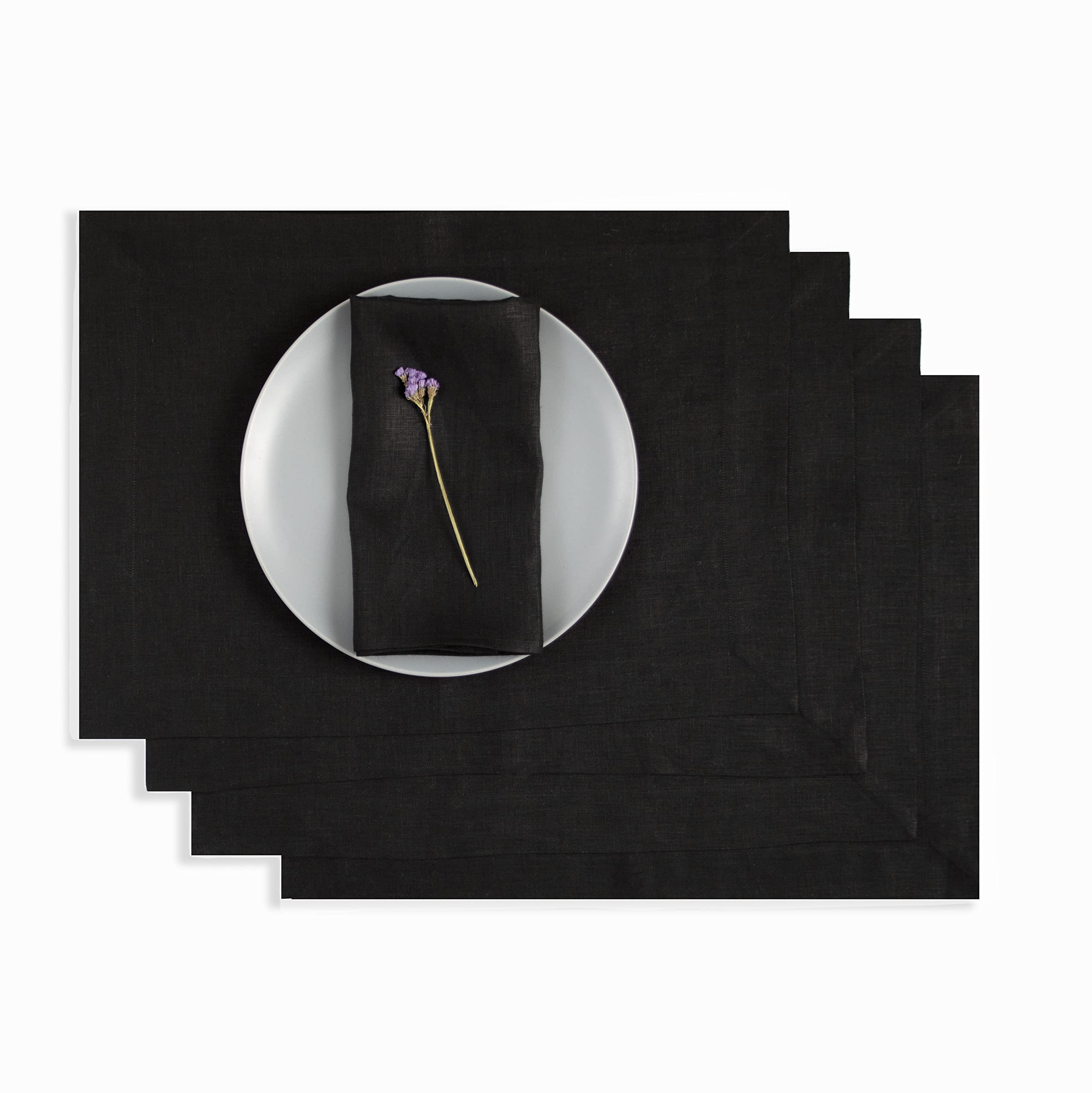 Dmoksha Halloween Placemats 14 X 19 Inch, Black Placemats Set Of 4, 100% Pure Linen Hemmed Cloth Placemats, Perfect For Thanksgi