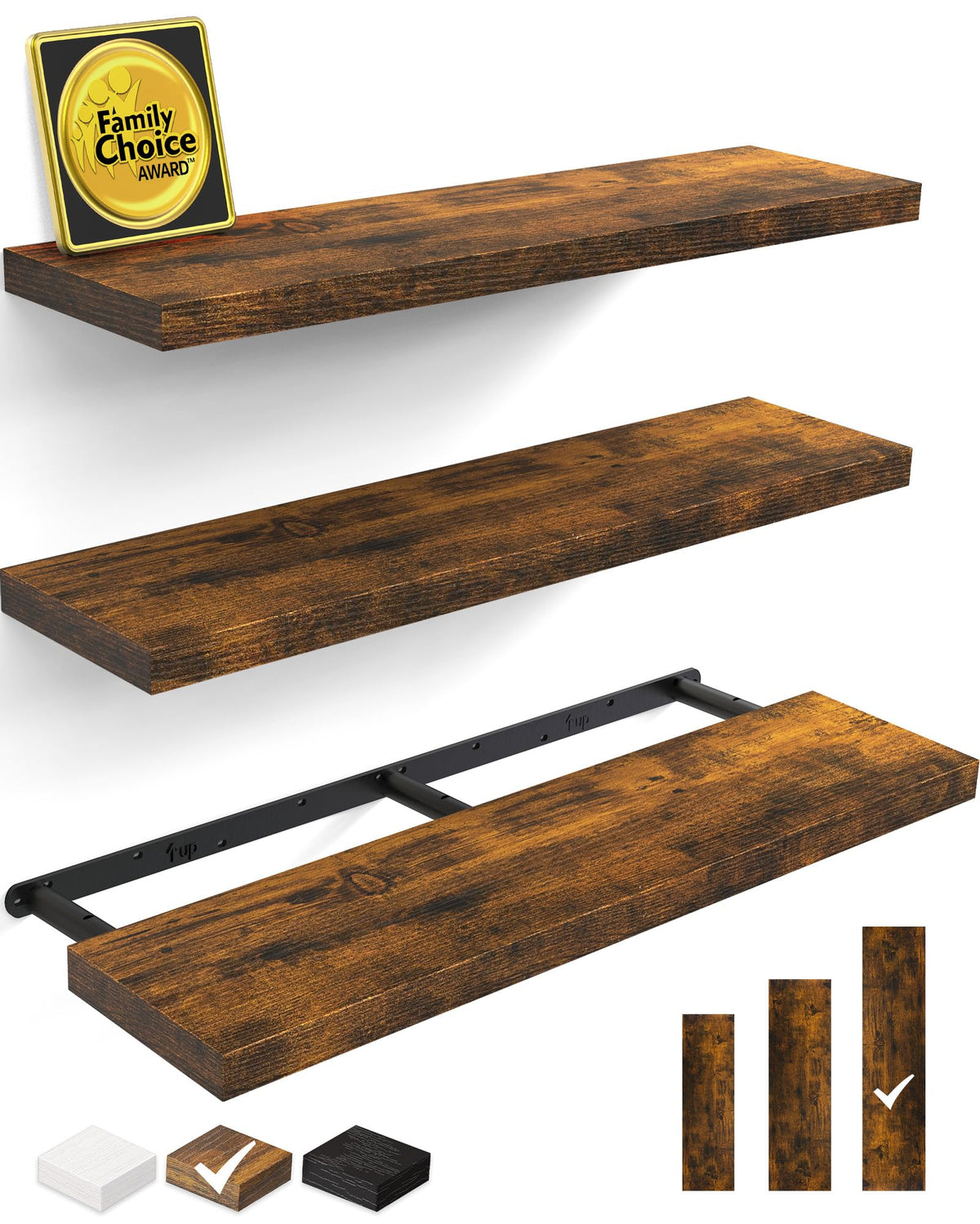 BAYKA Floating Shelves for Wall, 36 inches Wall Mounted Rustic Wood Sh ...