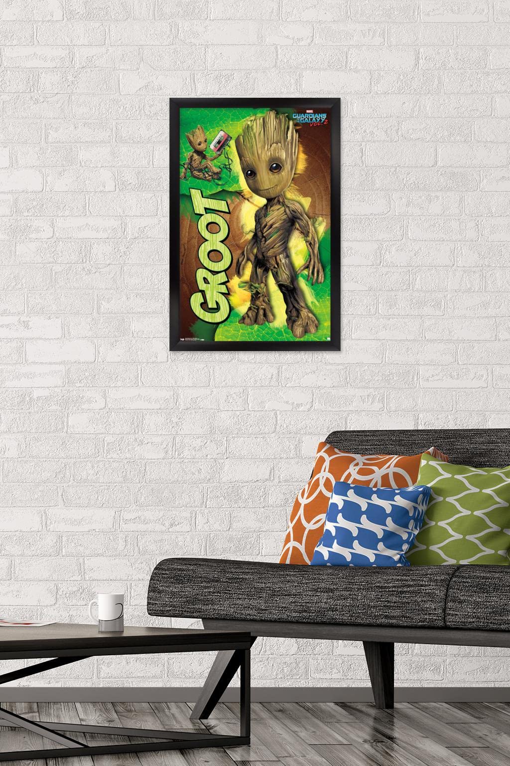 Trends International Marvel Cinematic Universe - Guardians Of The Galaxy 2 - Groot Wall Poster, 14.725'' X 22.375'', Black Frame