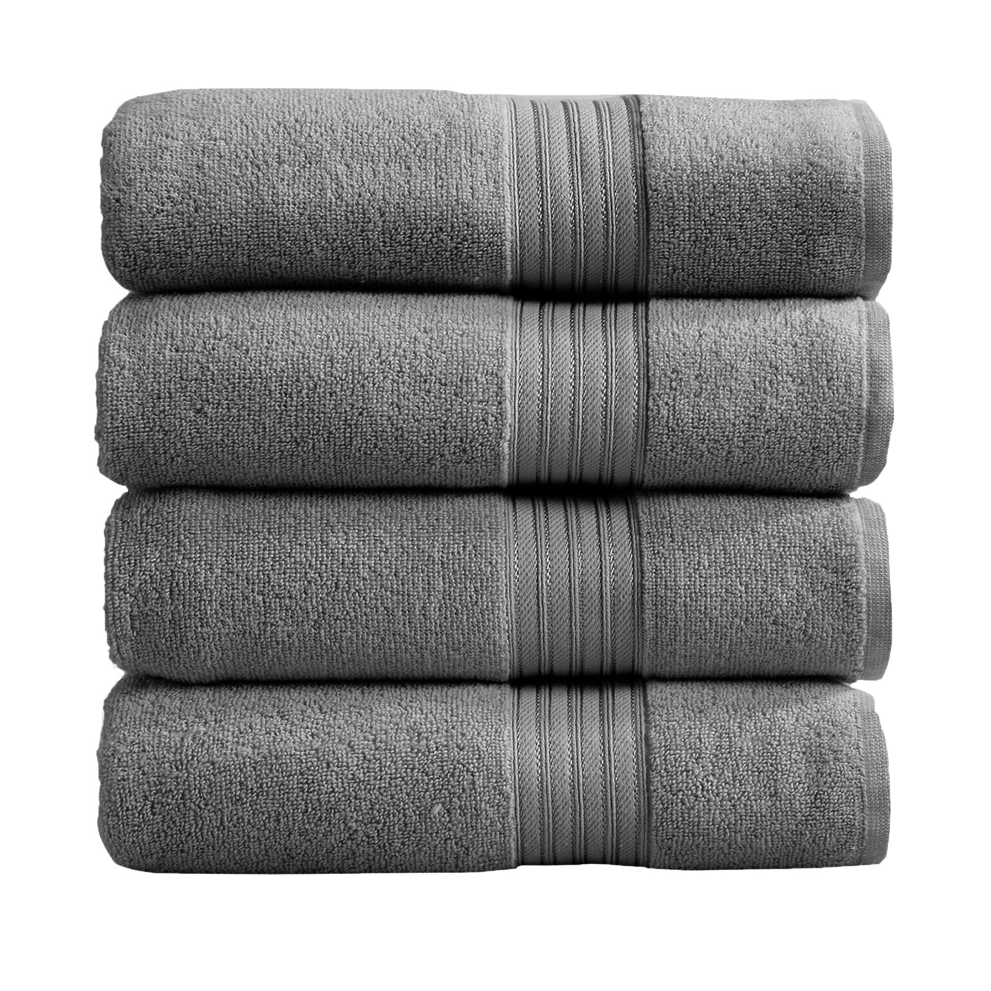 Dark Grey Bath Towels - 100% Cotton 4 Pack 54x27 Bath Towel Set - Lightweight, Absorbent, Quick-Dry Towels for Bathroom