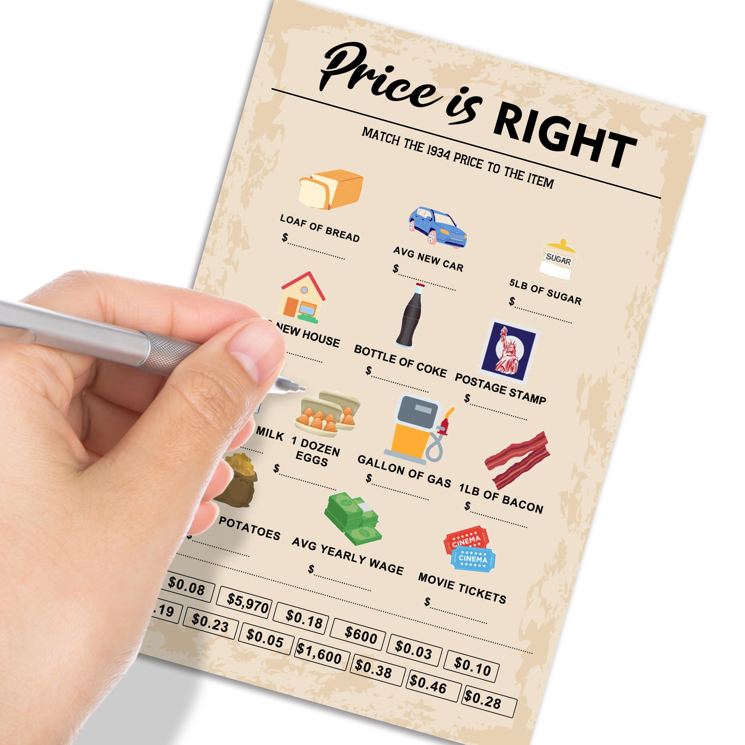 Qupt 90Th Birthday Party Games, Price Is Right Games, Birthday Party Supplies For Adults, Fun 1934S Party Game,Pack Of 30 Cards