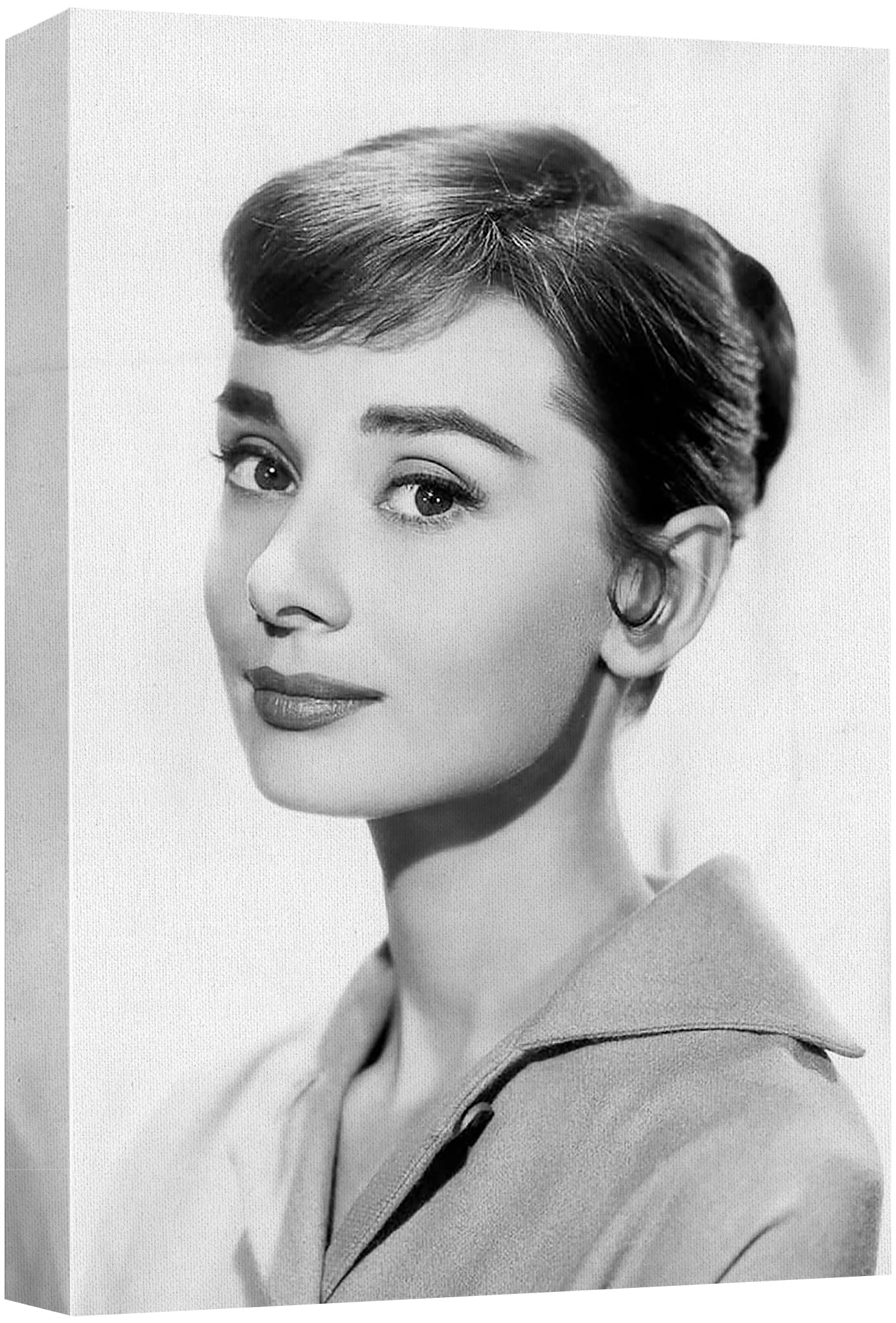 Wall26 Canvas Print Wall Art Famous Celebrity Actress Black & White Audrey Hepburn Historic Classic Photography Realism Traditio