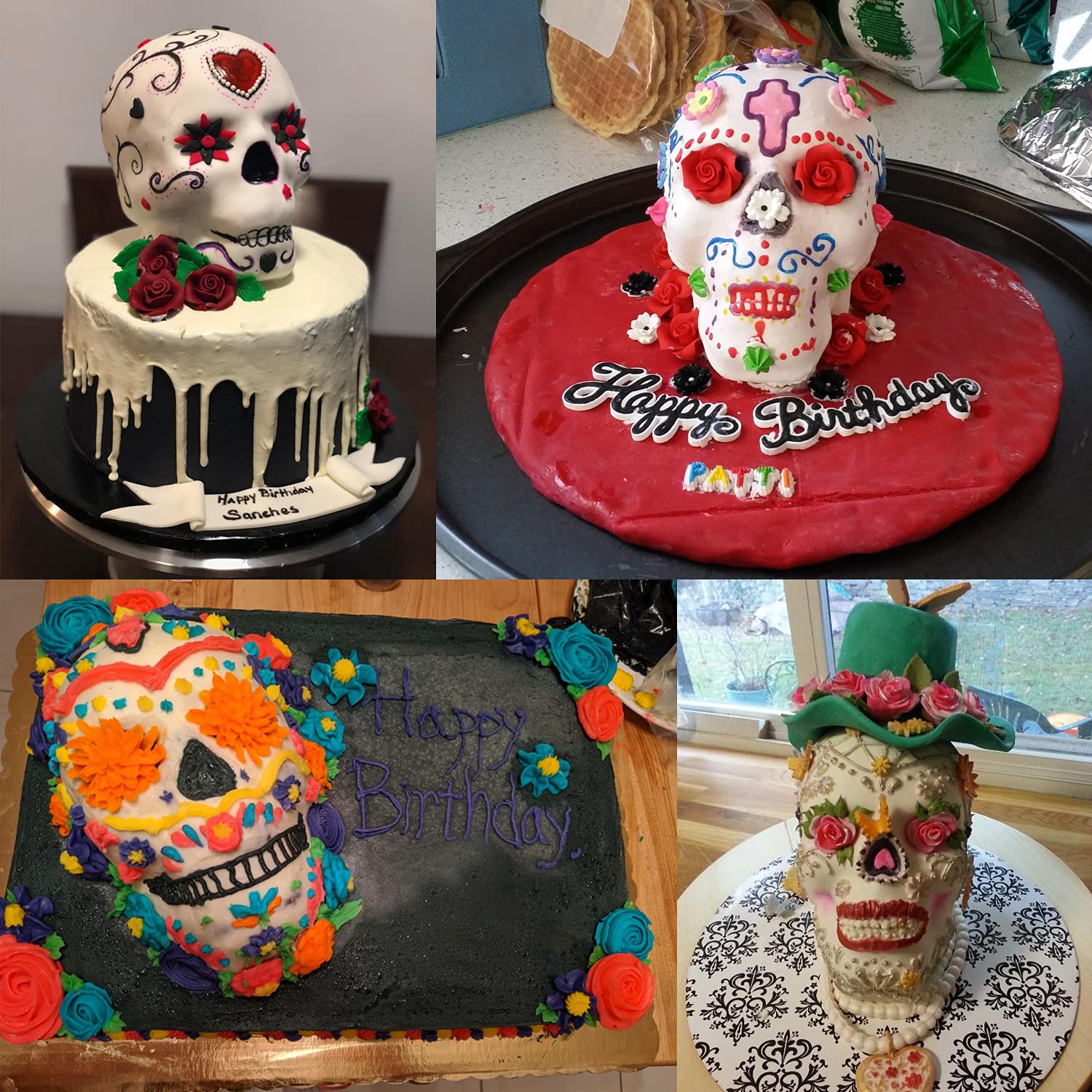 Jetkong Large Skull Cake Pan Haunted Skull Baking Cake Mold For Halloween And Birthday Party (Brown)
