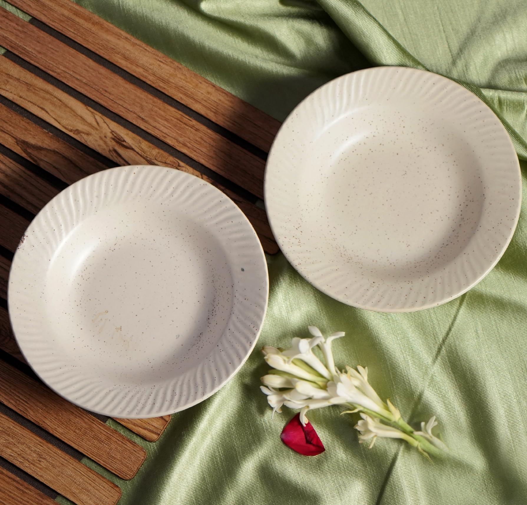 Lupaava Ceramic Pasta Plate | Soup Plate | Snack Plate | Size 7 Inch | Microwave Safe, Oven Safe (2, White Matte)