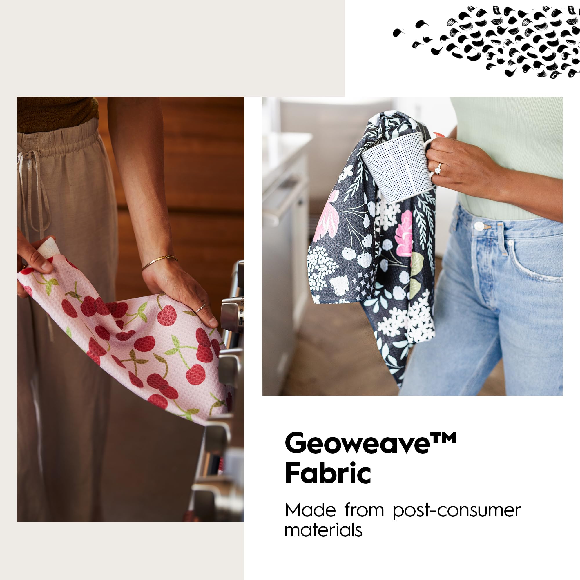 Geometry Kitchen Tea Towel - Quick Dry Microfiber Cloth Dish Towels For Kitchen Drying - Premium Quick Dry Towel - Seed Light +