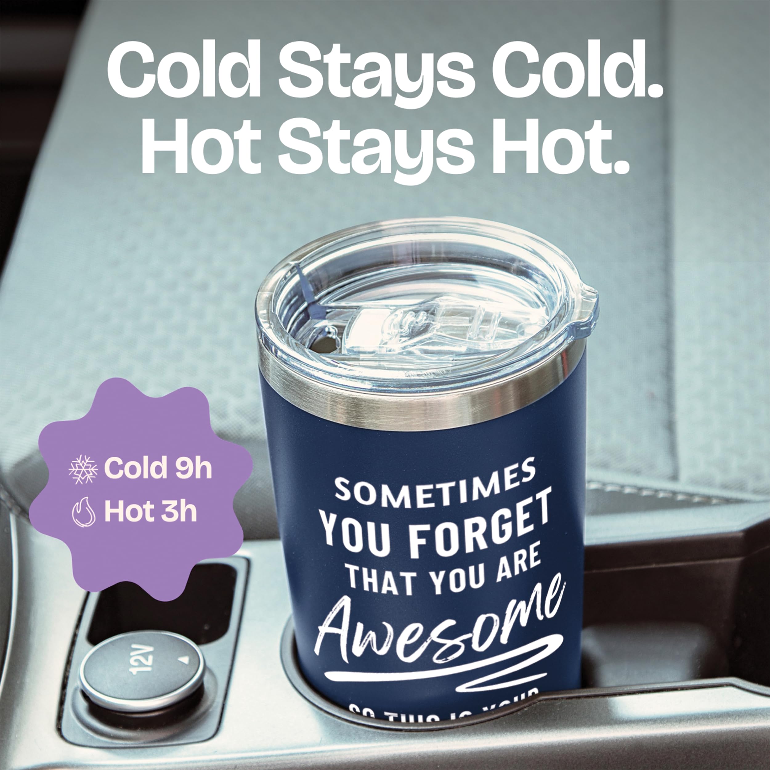 Birthday Gifts for Men Dad Cup - Sometimes You Forget Your Awesome Gifts Navy 20oz Motivational Coffee Tumbler Birthday Gift for