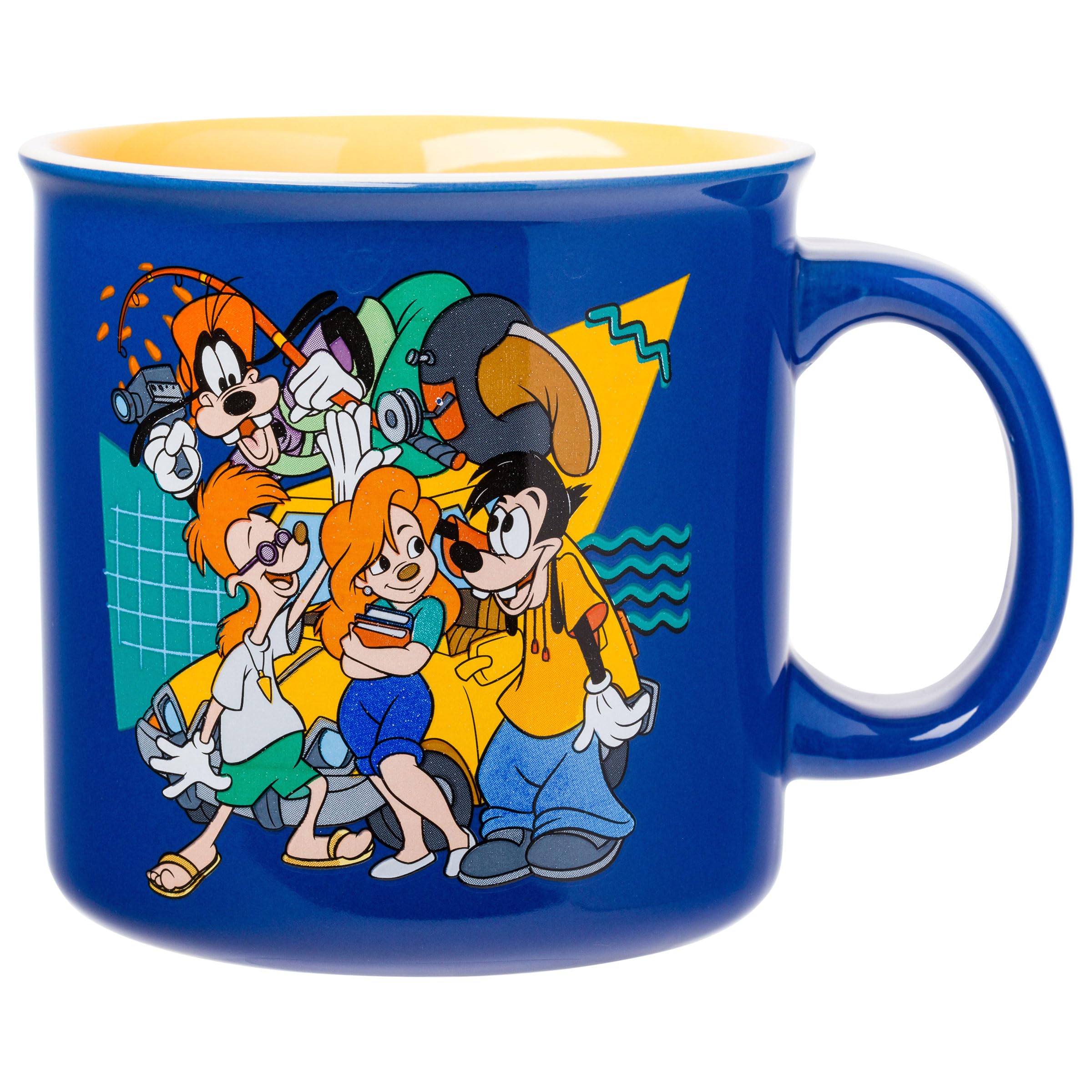 Silver Buffalo Disney A Goofy Movie Retro Featuring Roxanne, Max Goof, And Bobby Zimmeruski Ceramic Camper Mug, 20 Ounces