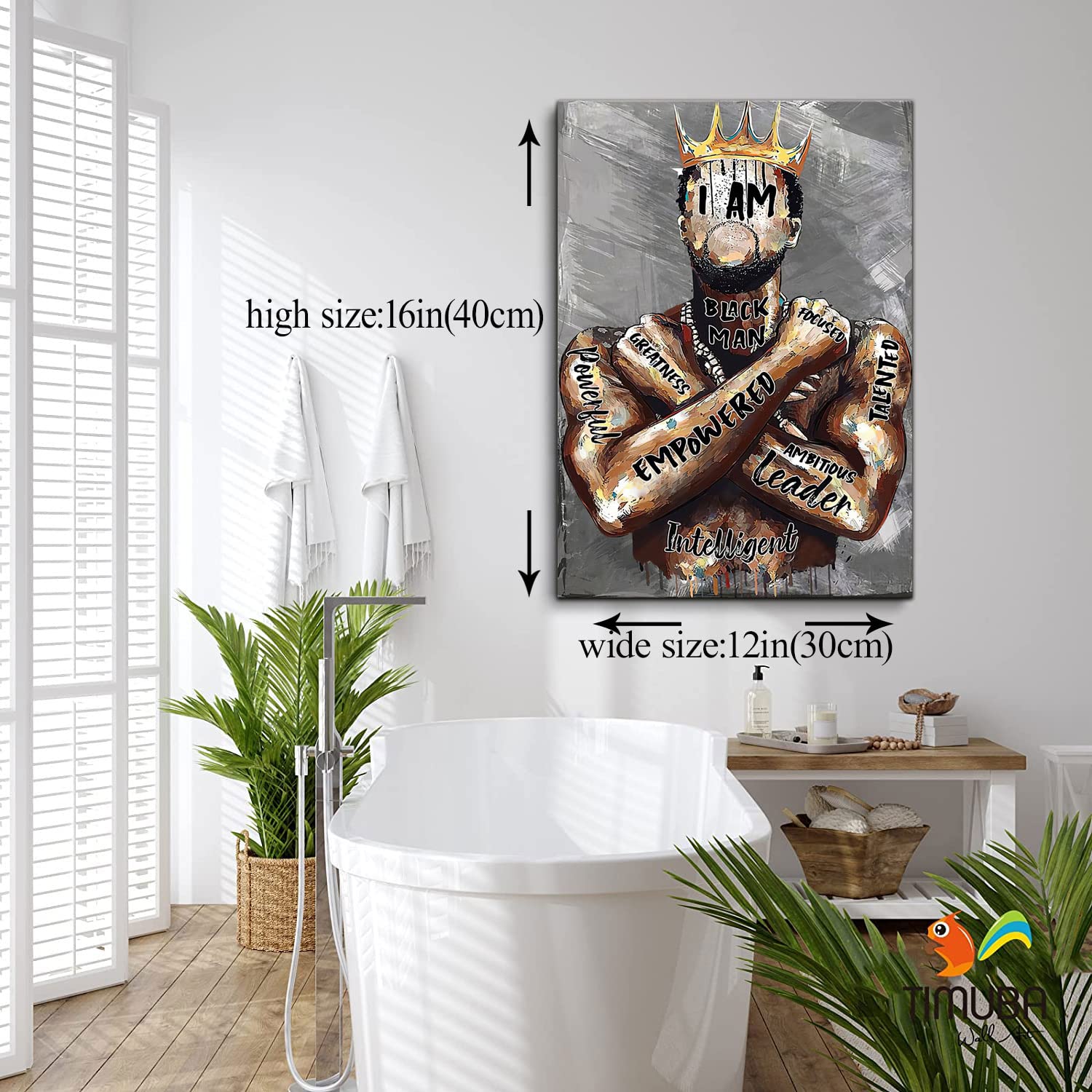 Framed African American Wall Art Inspirational Black Man Men Portrait Wall Art Afro King Poster Abstract Motivational Quotes Can