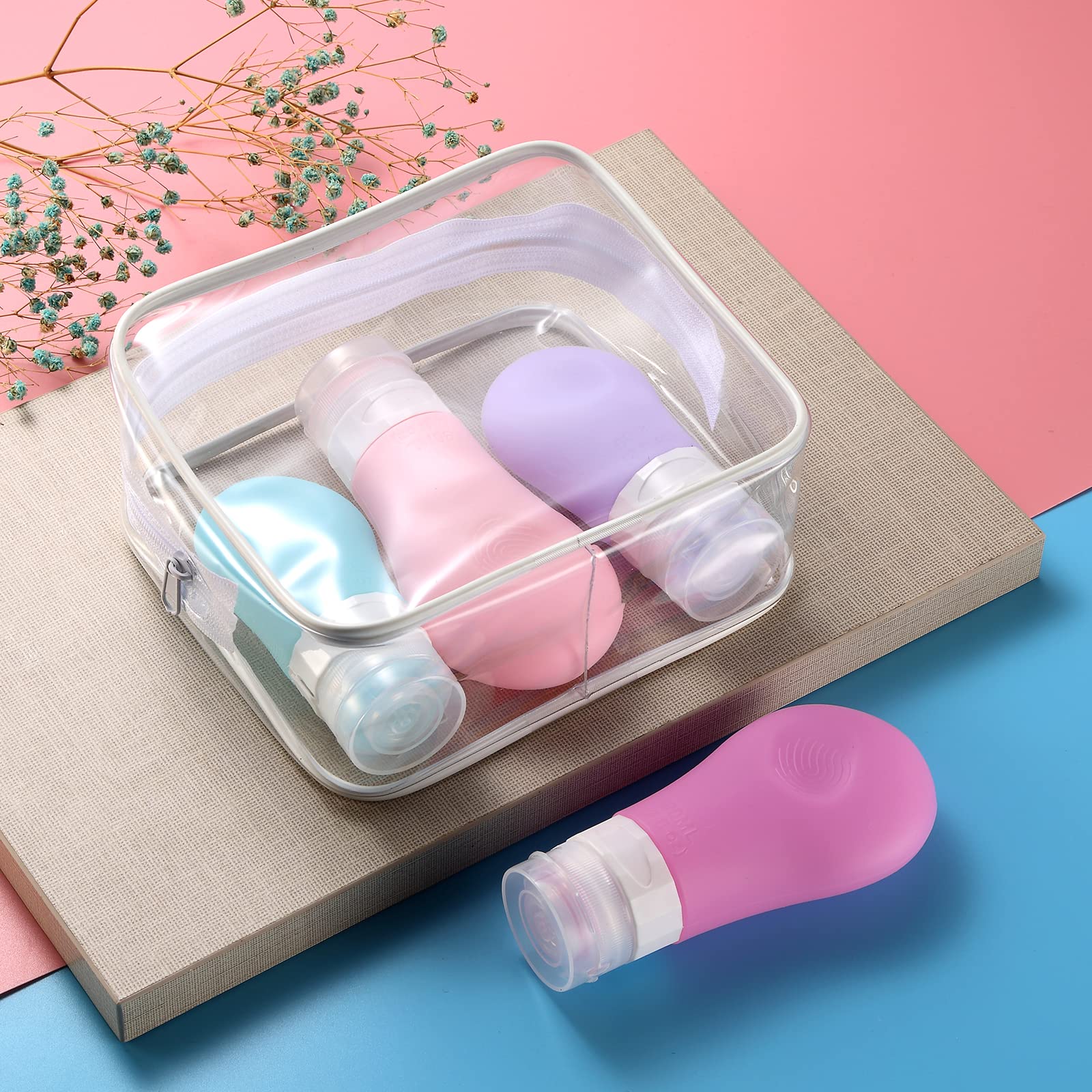 Gemice 16 Pack Travel Bottles Set For Toiletries, Tsa Approved Travel Size Containers Leak Proof Silicone Squeezable Travel Acce