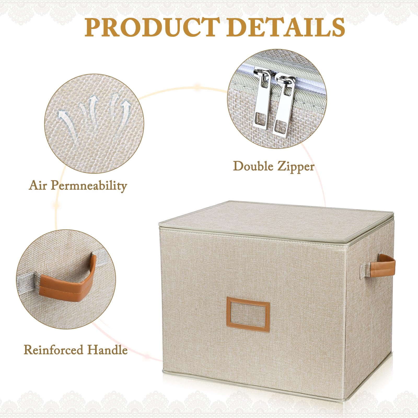 Lukeline Wedding Dress Storage Box,Wedding Dress Preservation Box with Lid,Foldable Acid-Free Organizer with 1 Pair of Microfibe