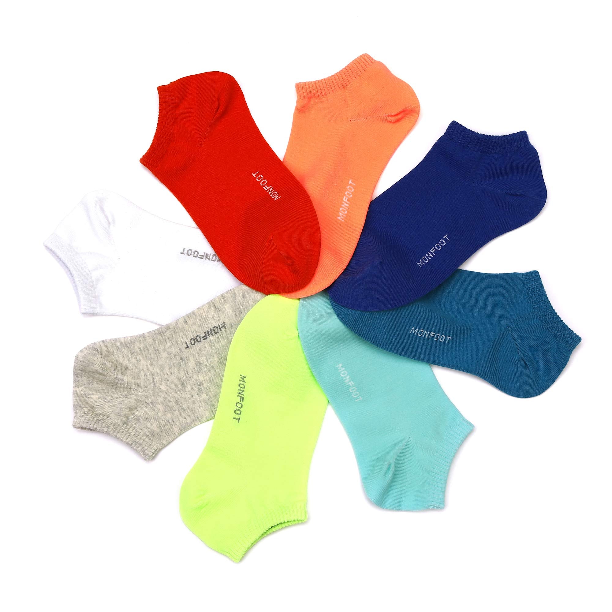 MONFOOT 10-Pack Cotton Low Cut Ankle Socks, Large, Multicolor (Grey, White, Multicolour)