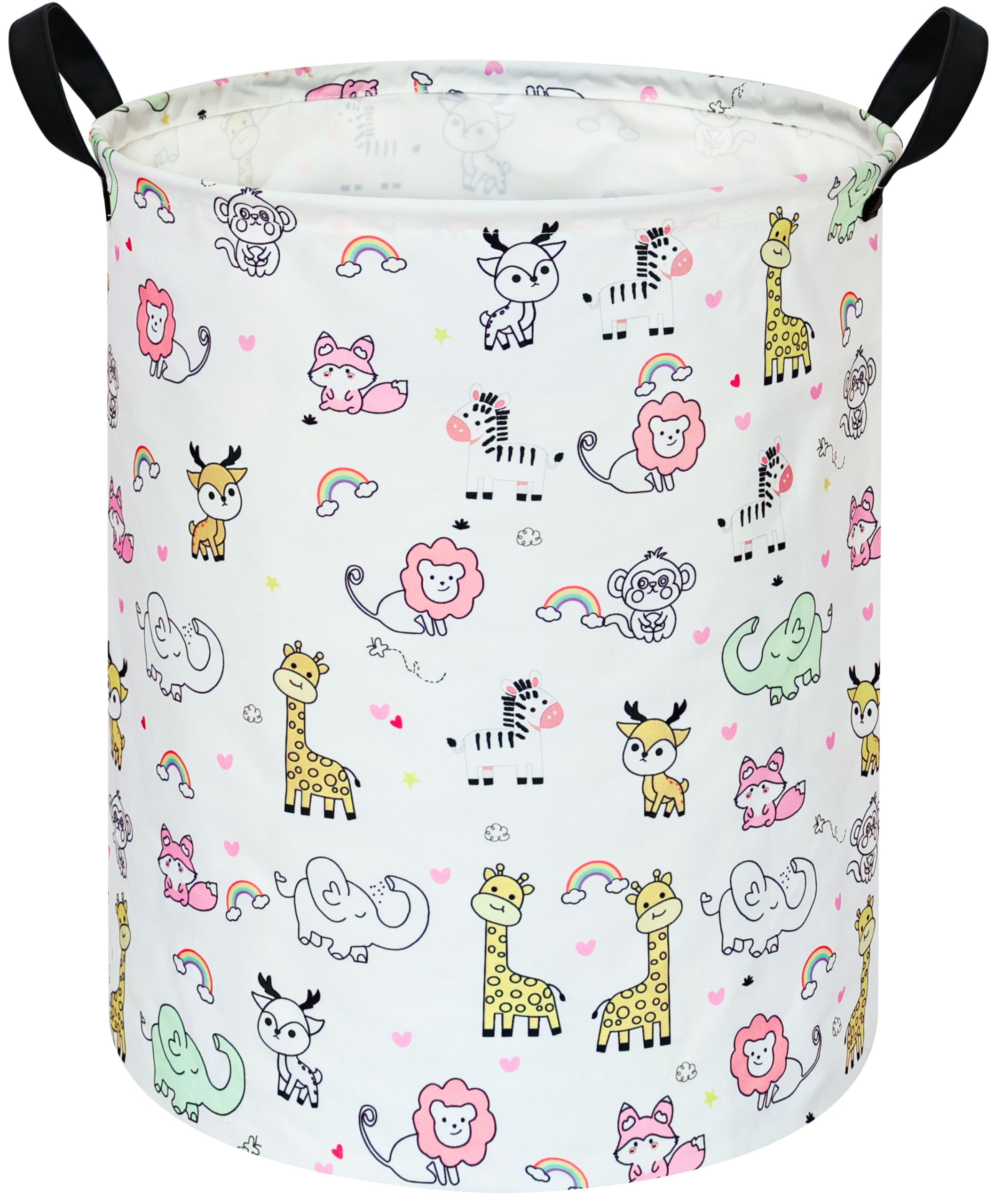 Vaivusto Baby Laundry Basket Kids Hamper,Animals Pattern Canvas Storage Bins Nursery Box For Boys And Girls Toy Gift For Women H