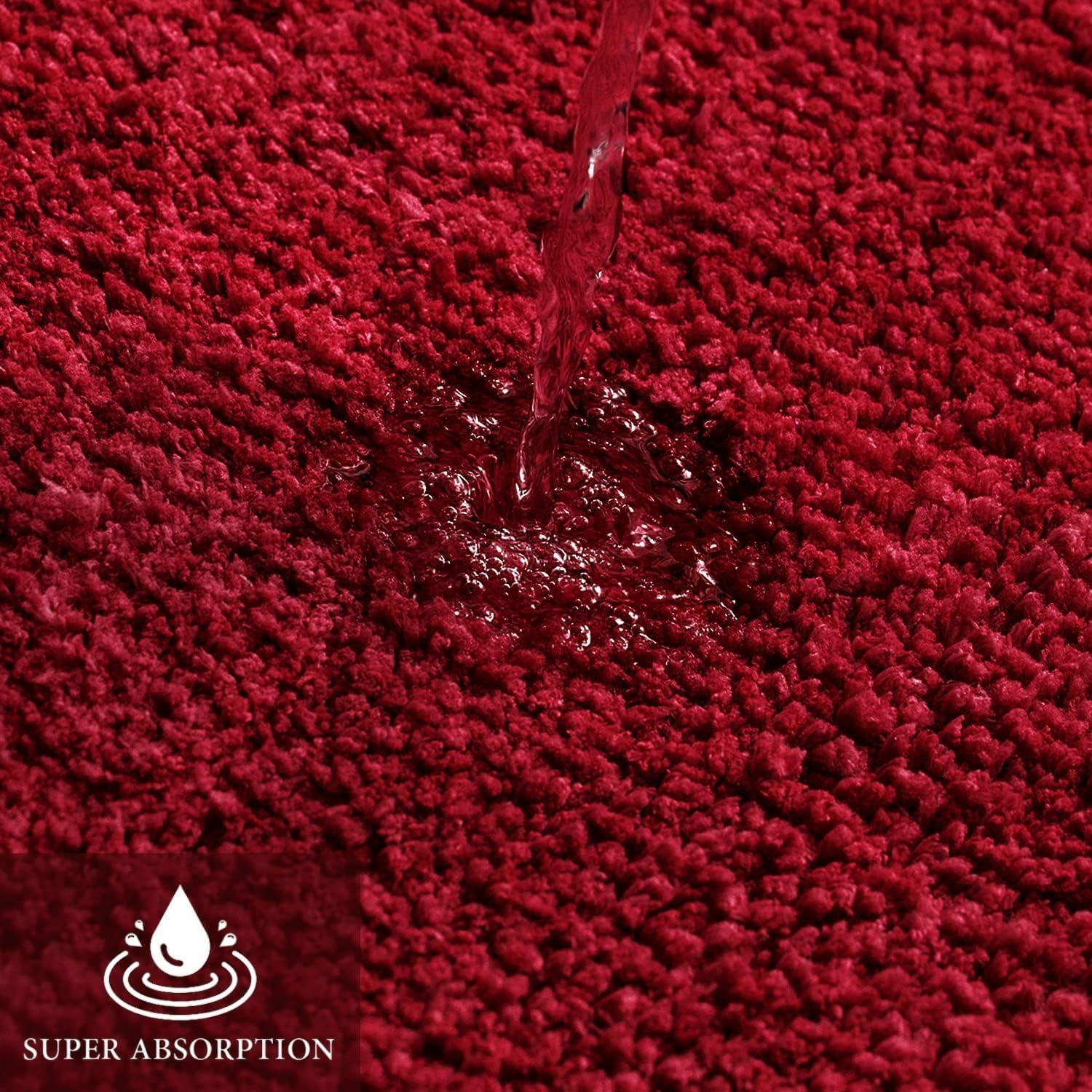 Miulee Christmas Red 3 Pieces Bathroom Rugs And Mats Sets Extra Thick Non Slip Microfiber Bath Mats And U-Shaped Contour Toilet