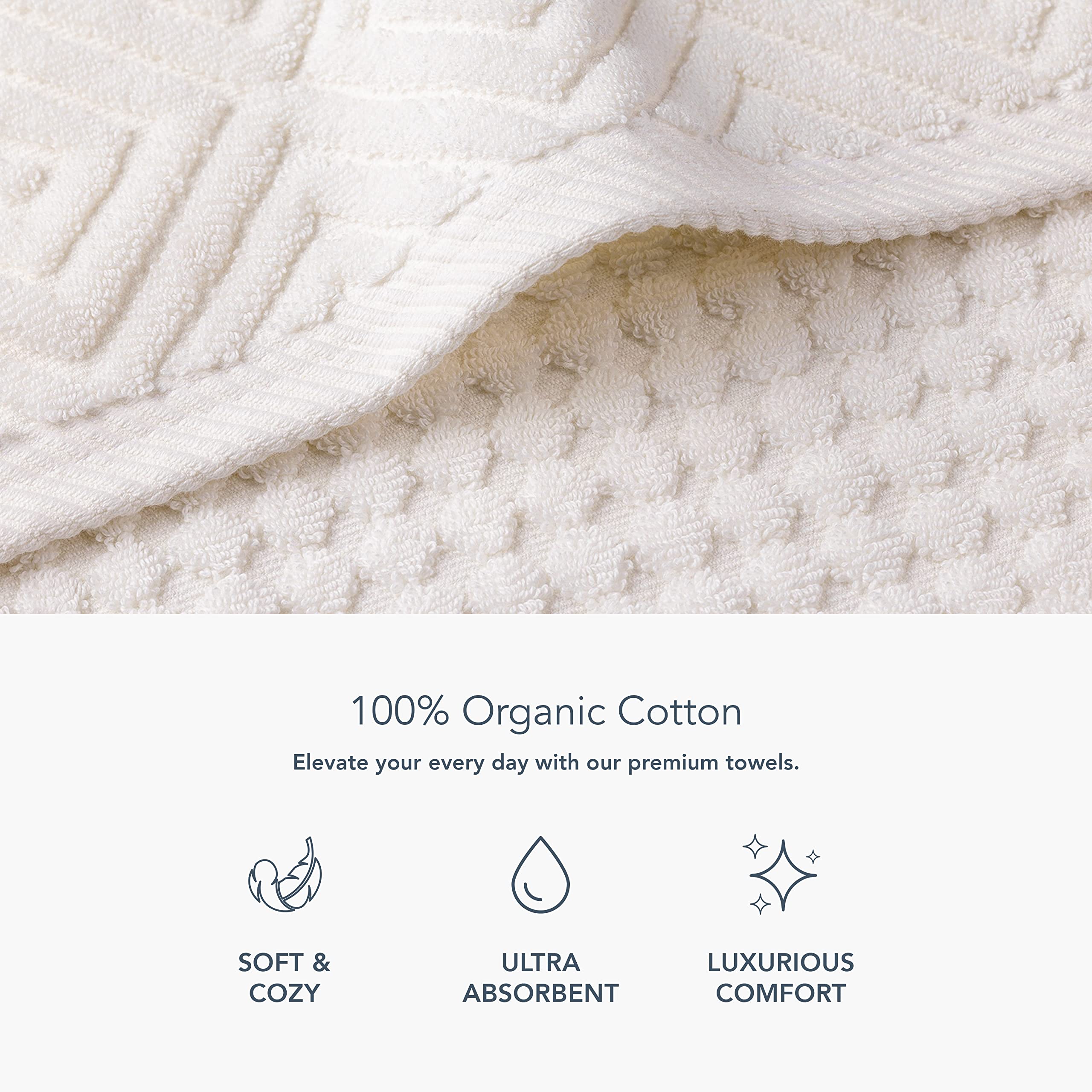 Texere 100% Organic Cotton Diamond Jacquard Luxury Bath Towel Sets - Soft And Absorbent Hotel And Spa Quality - 2 Large Bath Tow
