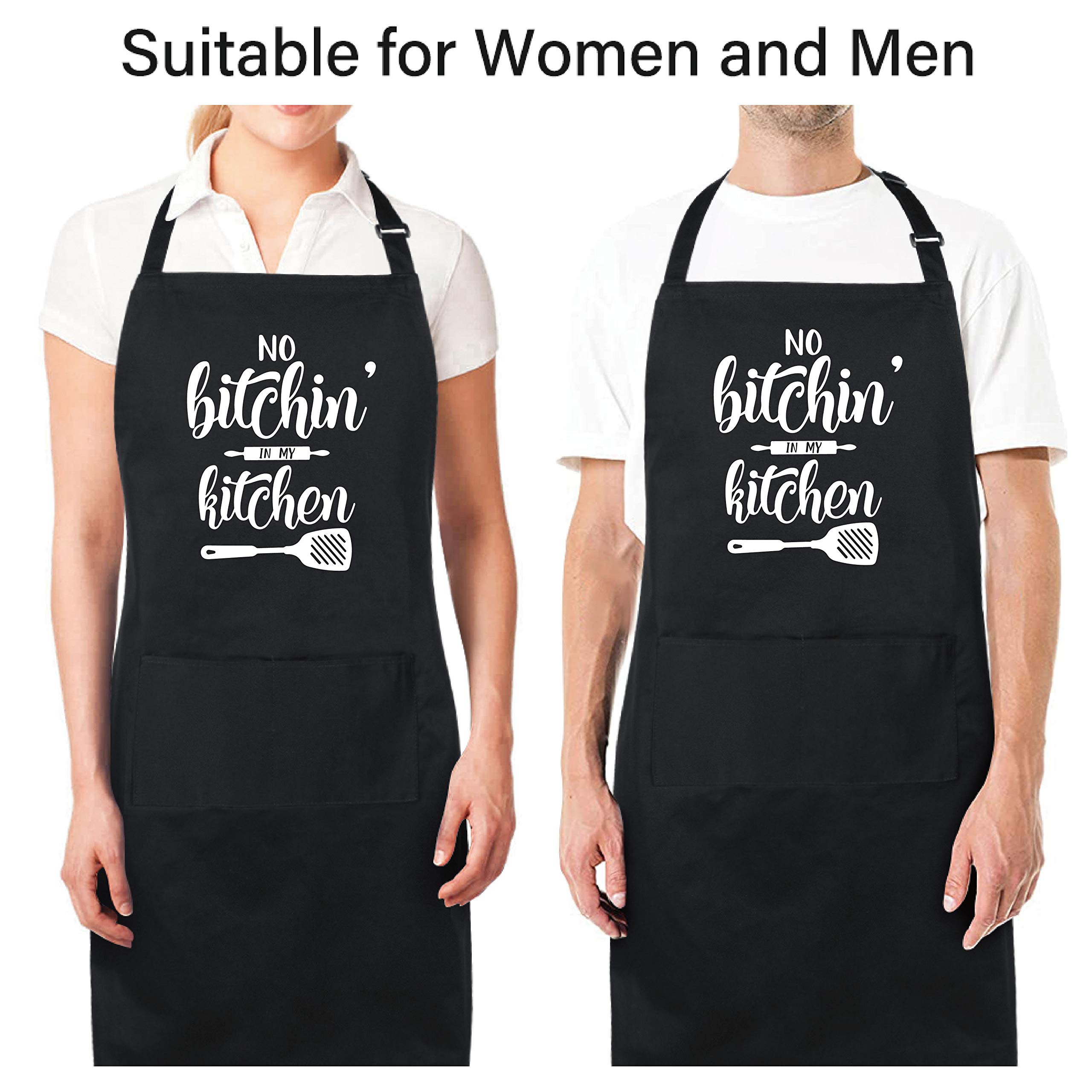 Xornis 100% Cotton Funny Apron For Women Men With 2 Pockets Kitchen Cooking Adjustable Chef Apron Gifts For Wife Husband Mother'