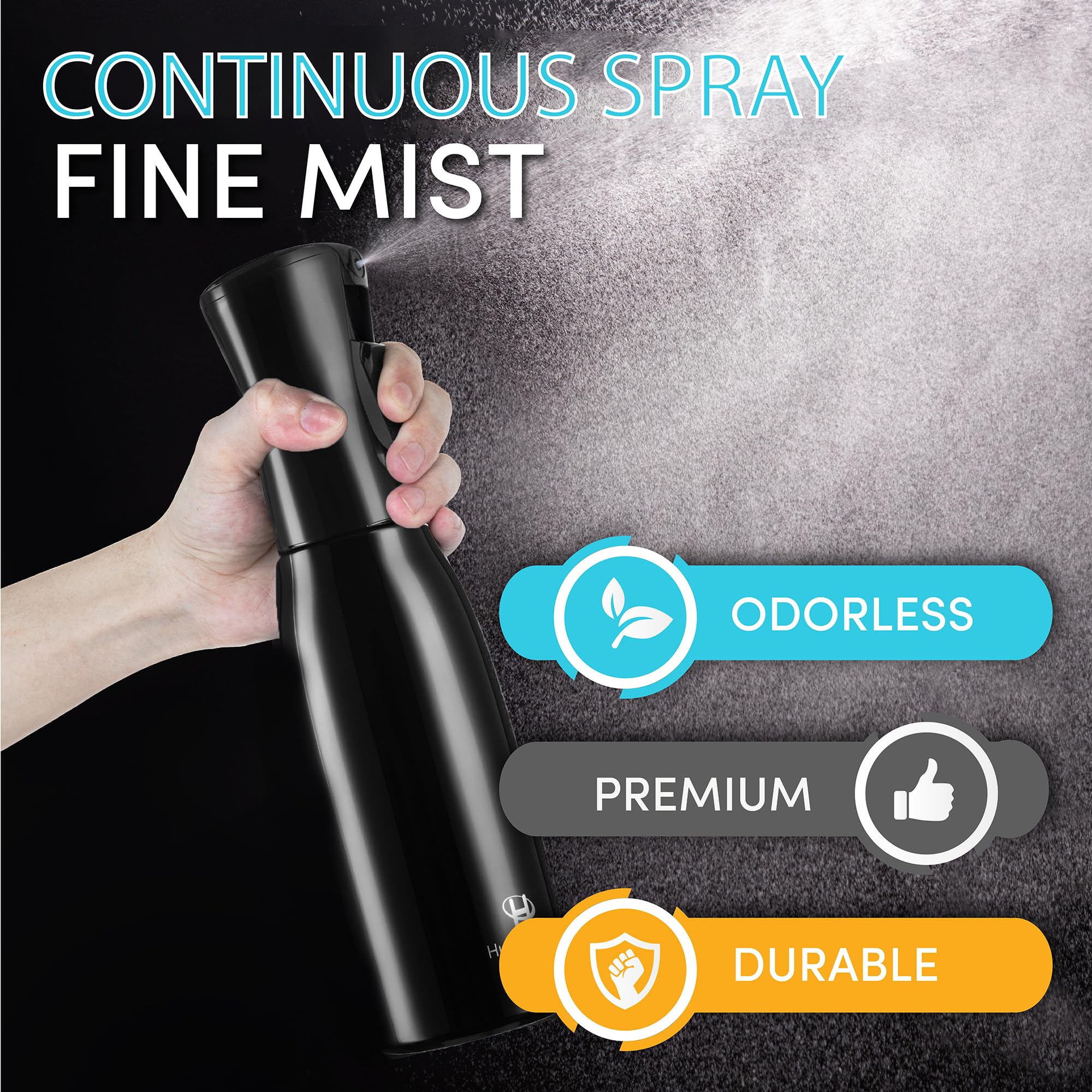 Hula Home Continuous Spray Bottle (16.9Oz/500Ml) Empty Ultra Fine Plastic Water Mist Sprayer - For Hairstyling, Cleaning, Salons