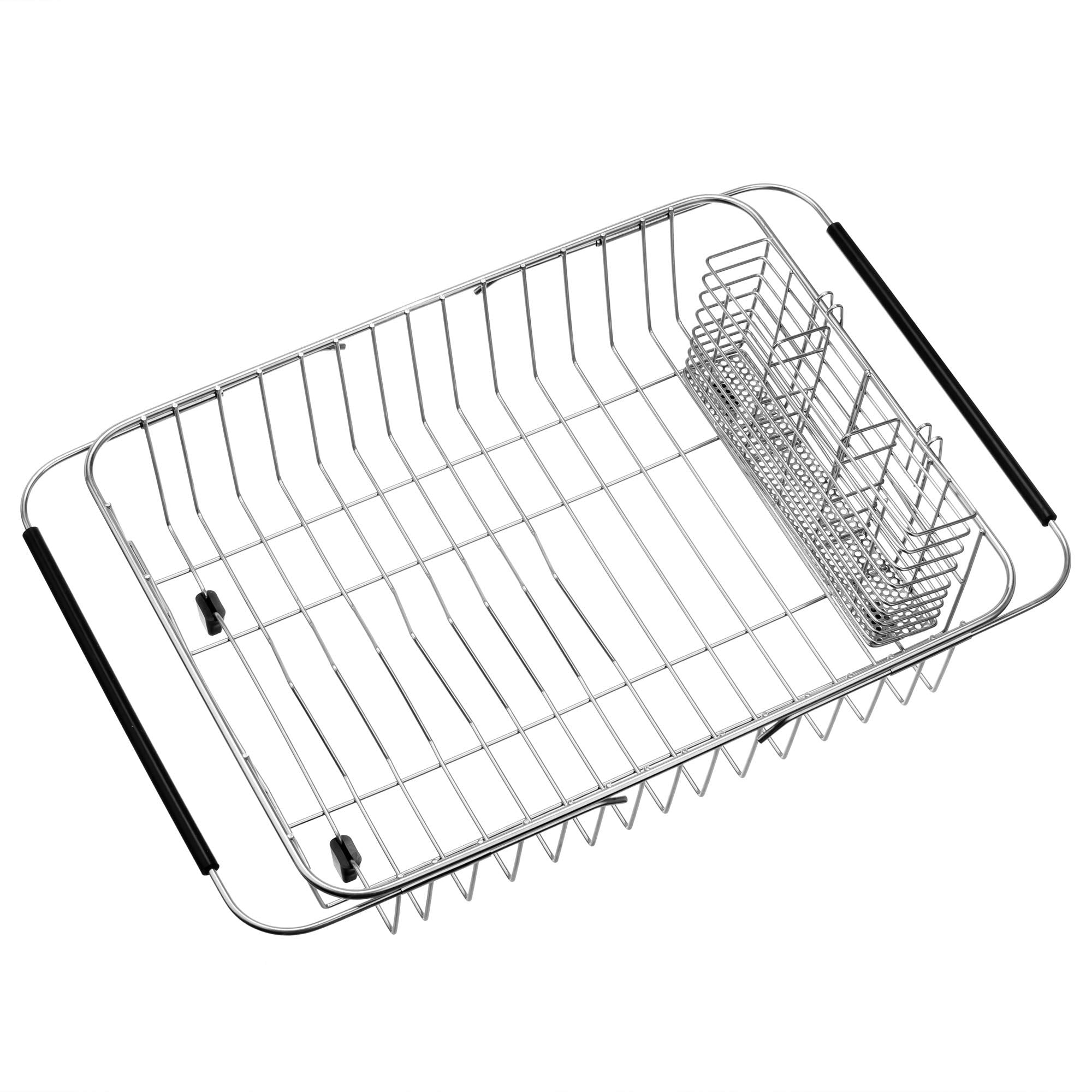 Ipegtop Expandable Dish Drying Rack With Rustproof Stainless Steel Utensil Cutlery Holder, Over Sink Dish Rack Basket Shelf, Dis