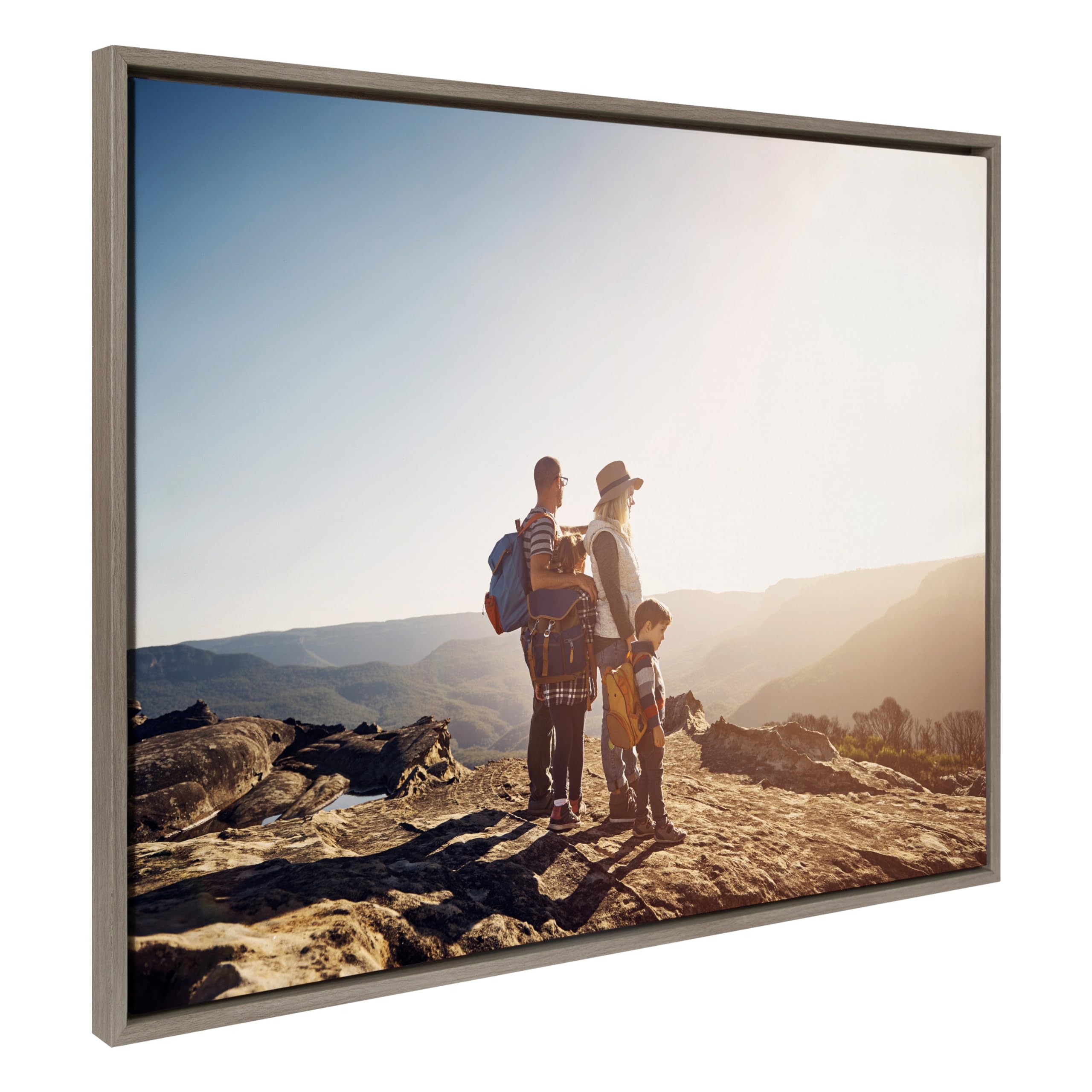 Kate And Laurel Sylvie Custom Printed Framed Canvas Wall Art, 41.5X31.5 Gray, Personal Canvas Print With Your Photos For Bedroom