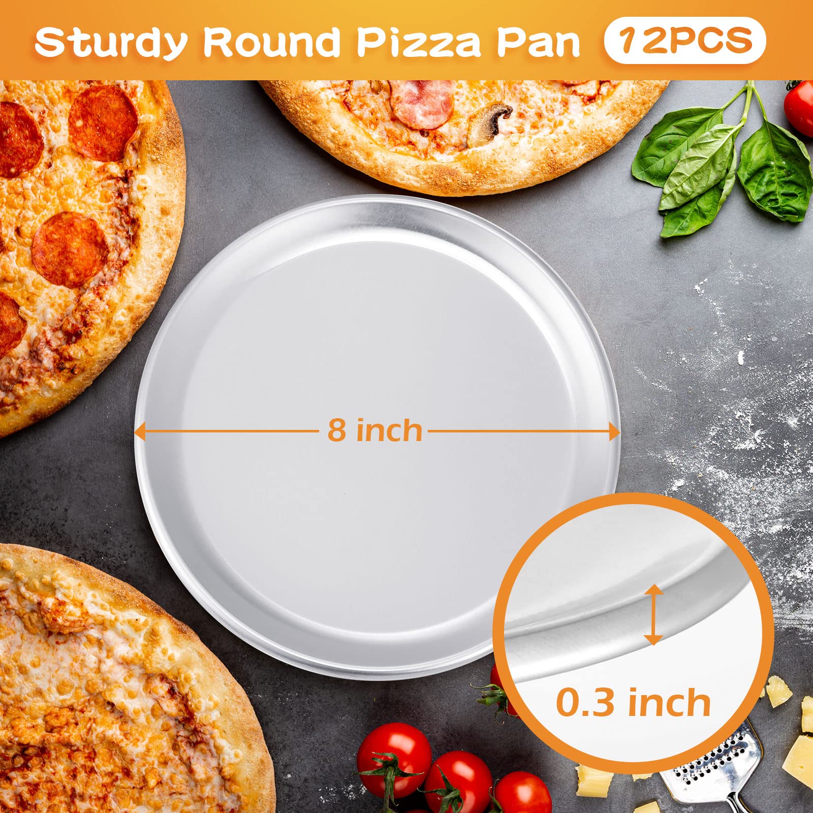12 Pieces Pizza Pan Bulk Restaurant Aluminum Pizza Pan Set Round Pizza Pie Cake Plate Rust Free Pizza Pie Cake Tray For Oven Bak