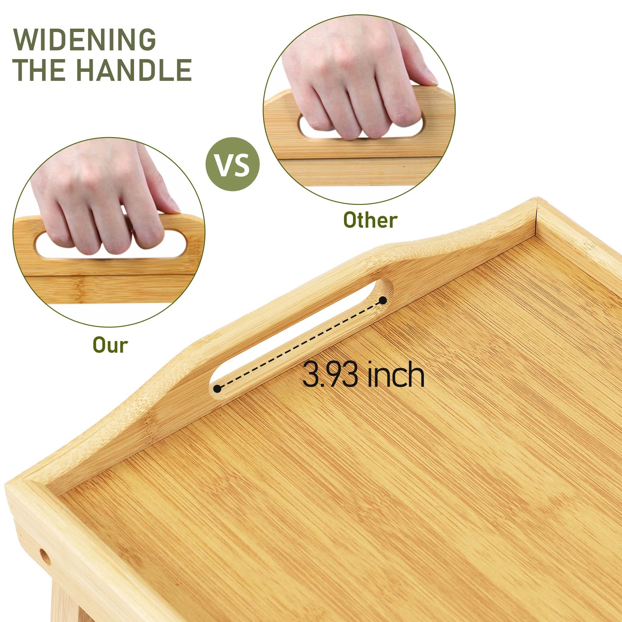 Mayyol Breakfast Bed Tray For Eating - Raised Food Table Up To 9.5 '' On Lap Sofa - Adjustable Bamboo Serving Tray - Portable Sn