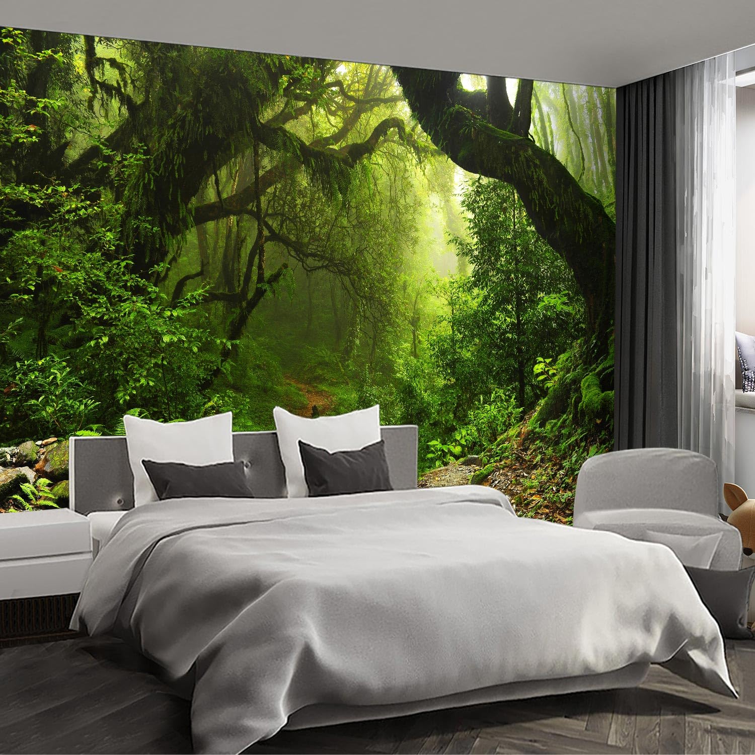 Fightal - Forest Landscape wall murals Woodland Tree Peel and Stick self Adhesive Wallpaper for Bedroom Living Room - 58x80