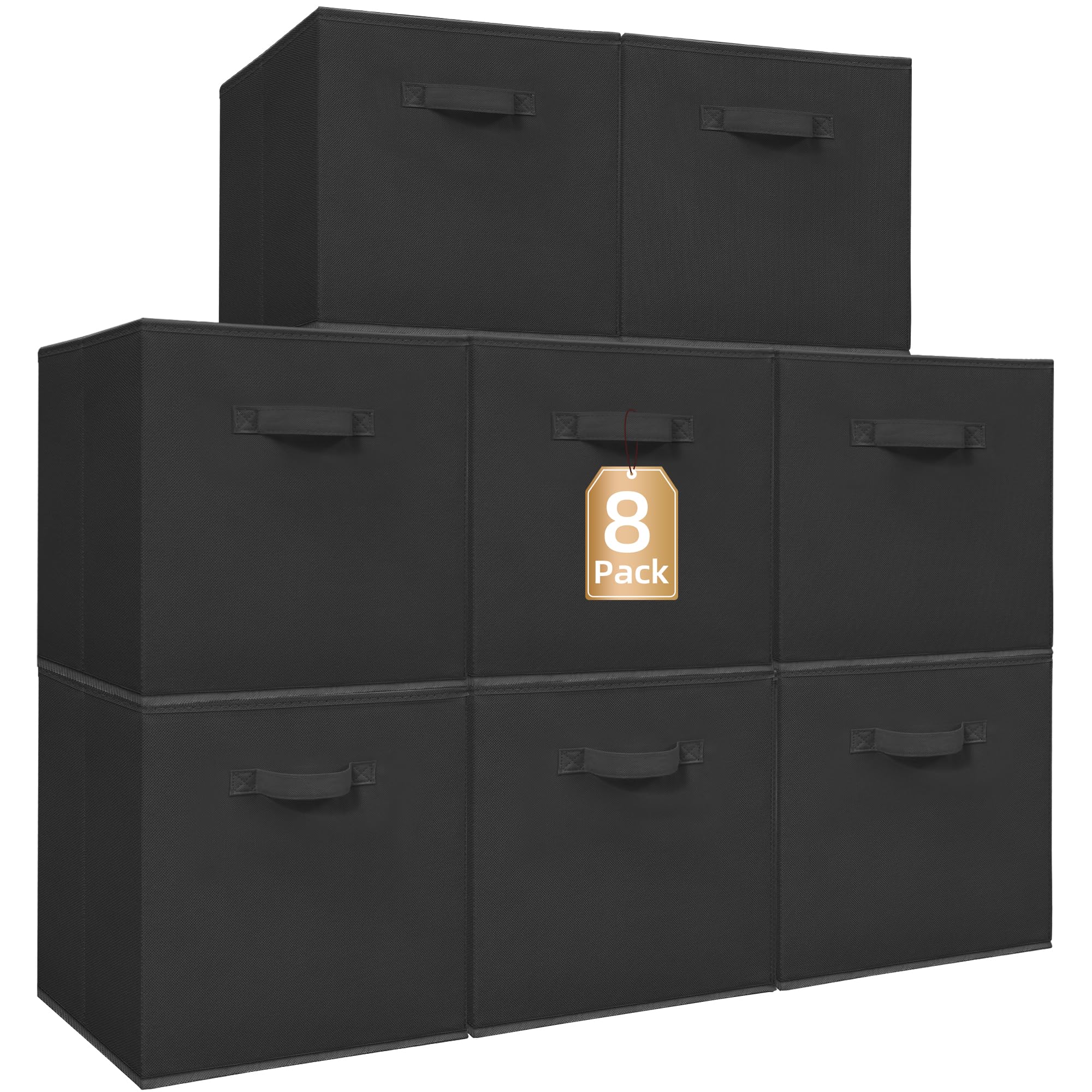 STORAGE MANIAC Storage Cubes, 13 Inch Collapsible Storage Bins with Handles, 8 Pack Fabric Foldable Bins for Organization, Durab