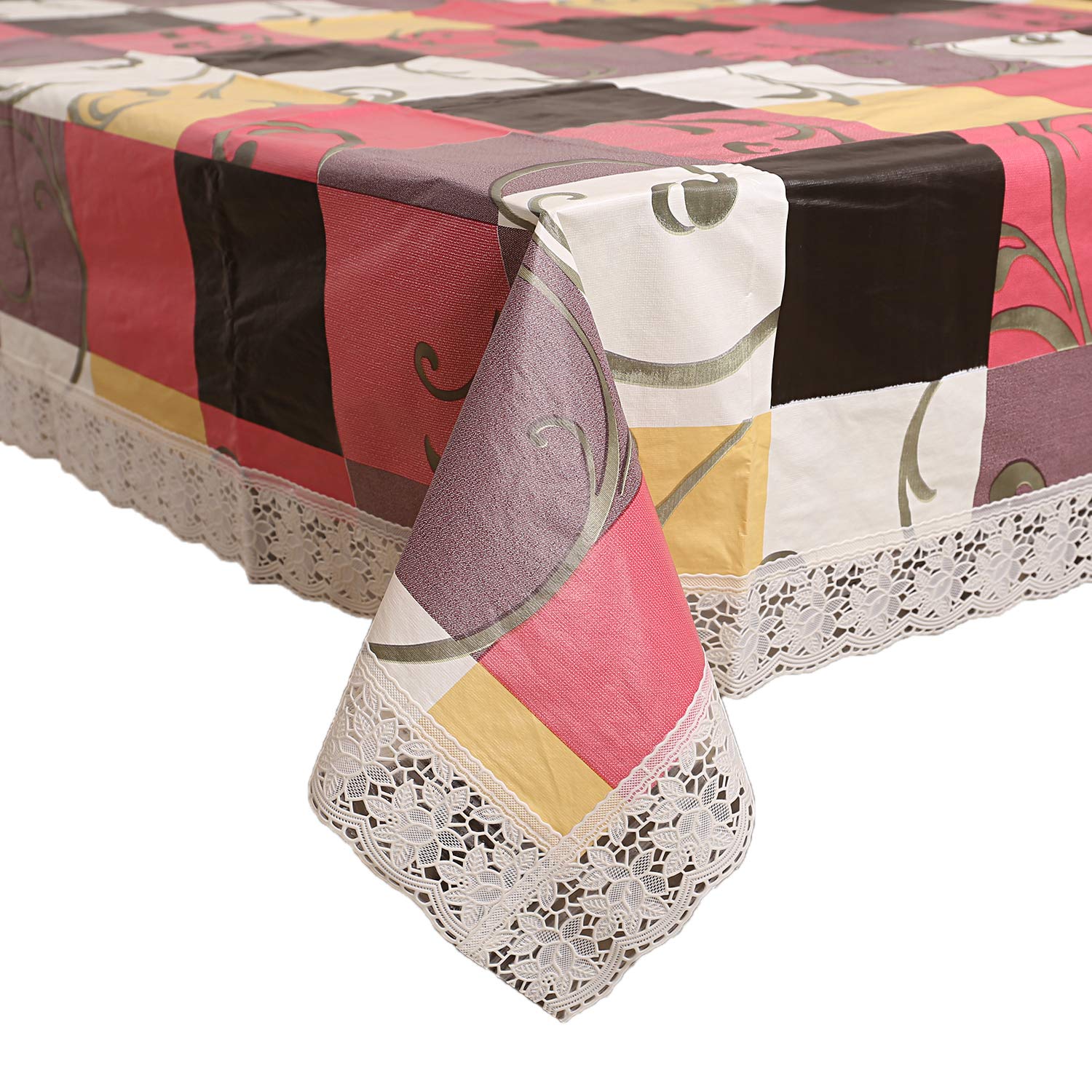 Kuber Industries Checkered Pvc 6 Seater Dining Table Cover - Multicolour