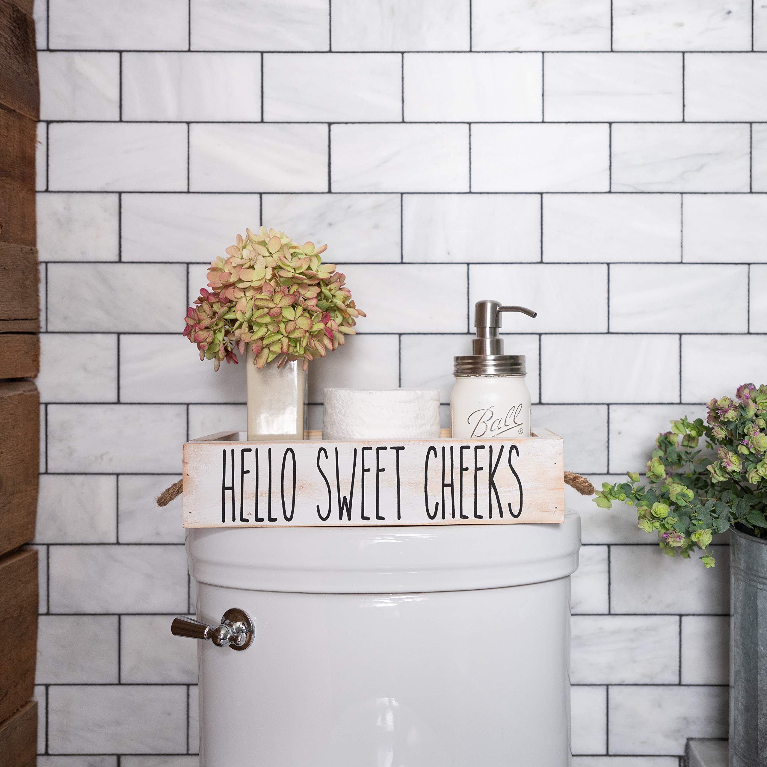 Nice Butt Bathroom Decor Box, One Box With Print On 2 Sides Farmhouse Bathroom Decor Toilet Box, Rustic Decor Bathroom Box Toile