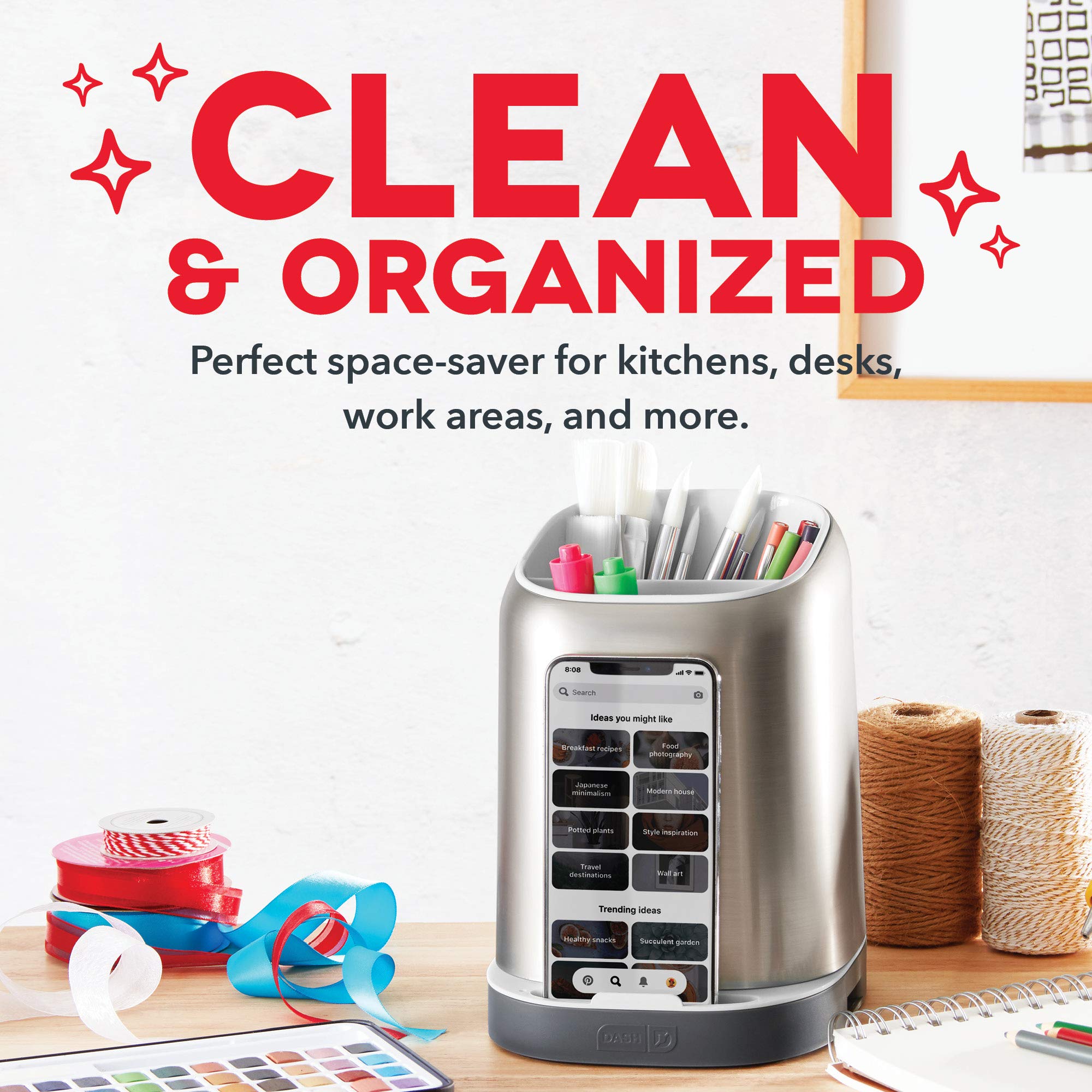 Dash Smartstore Kitchen Utensil Holder With Smartphone Compatibility, For Spatulas, Can Openers, Ladles, Whisks And More, Multi-