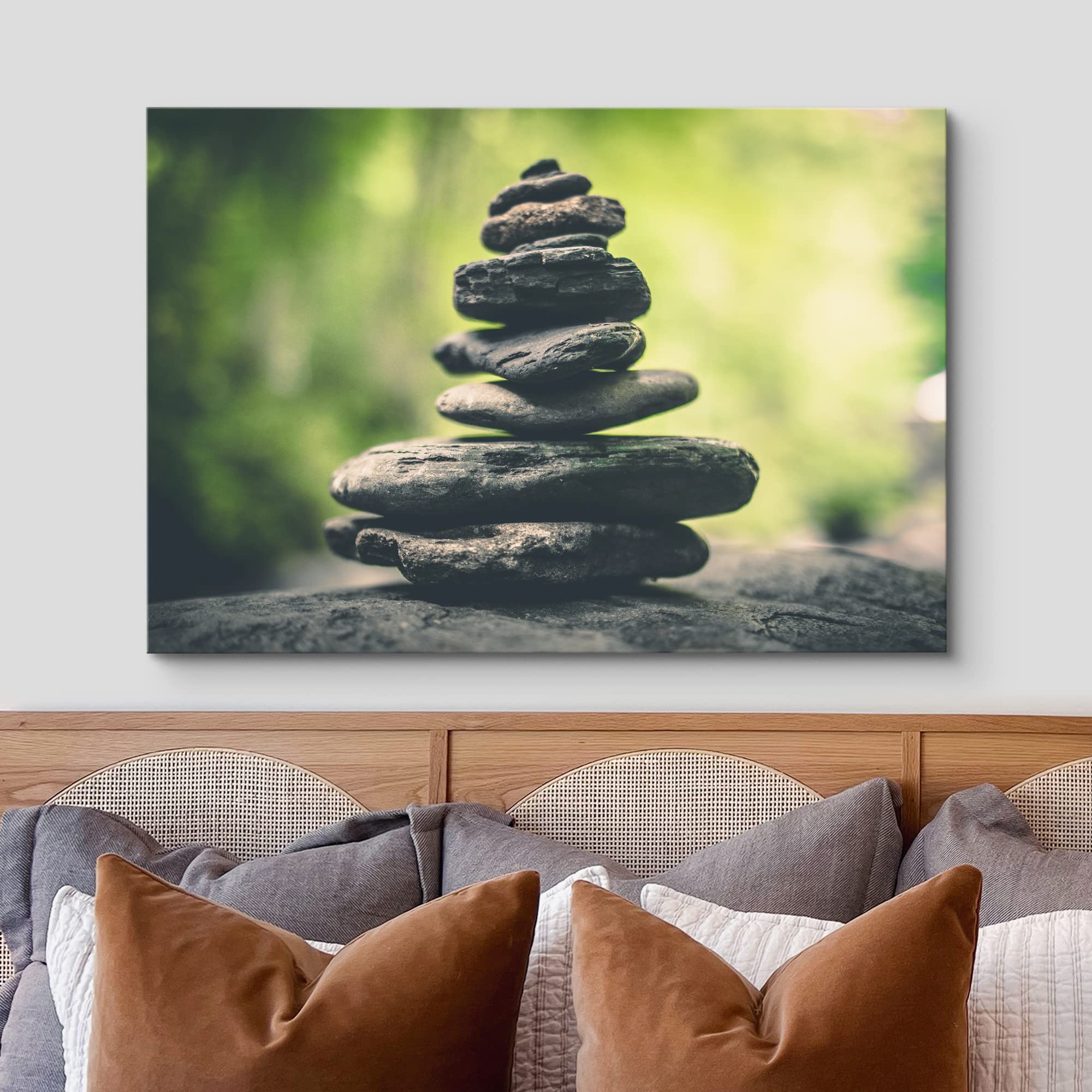 Wall26 Canvas Print Wall Art Relaxing Zen Meditation Green Jungle Forest Rocks Nature Wilderness Photography Realism Rustic Land