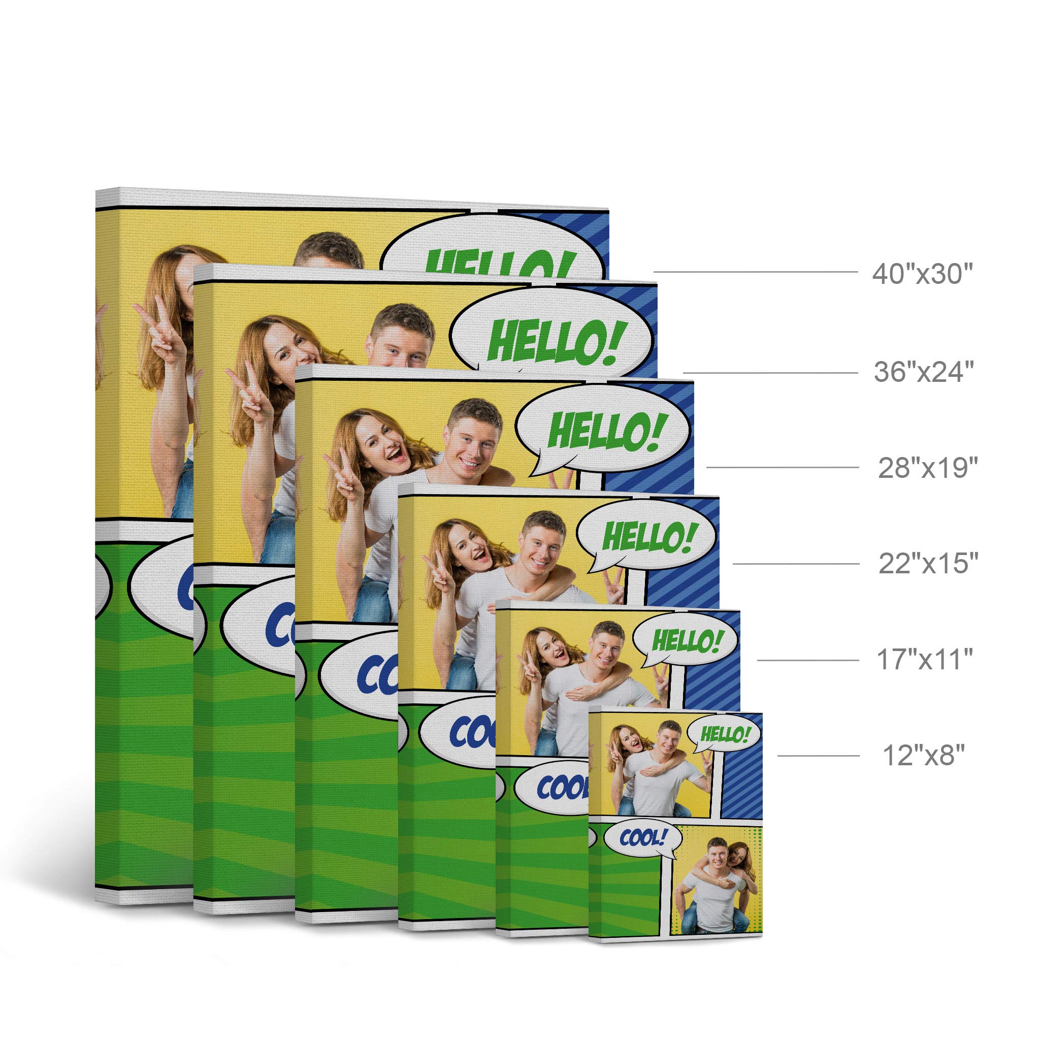 Smile Art Design Custom Canvas Print with Your Photos Personalized Photo POP Art with Your 2 Photos Custom Photo Prints Personalized Gifts for Men Wedding Gift Bacheloratte Decorations - 22x15 inches