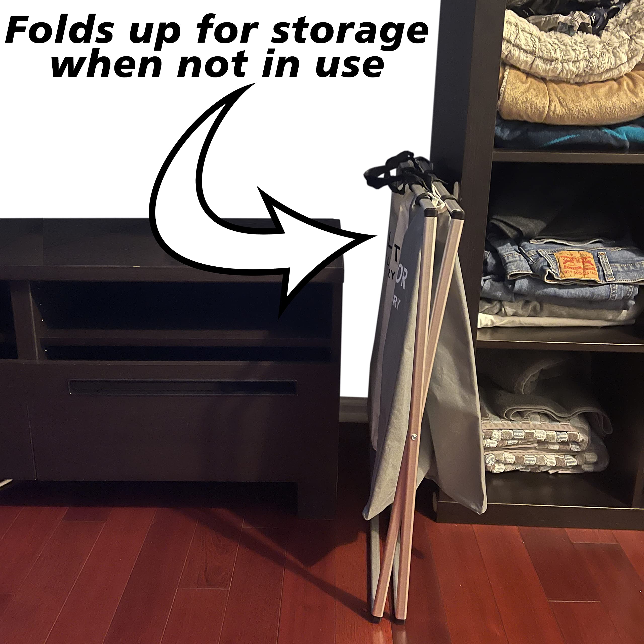 3 Section Laundry Basket For Dark, Light, And Color Clothes Hamper, Collapsible Design With Carry Handle, 26'' Long X 15'' Wide