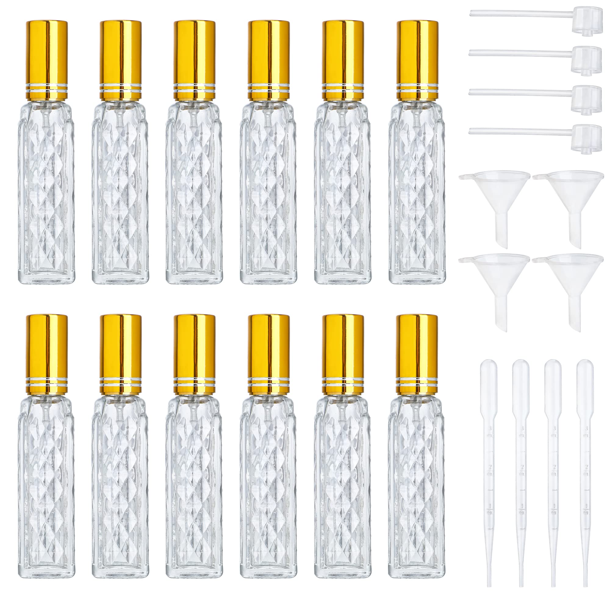 Yu Feng 12Pcs Glass Bottle Perfume Atomizer Refillable Spray Empty Perfume Bottles Fine Mist Atomizer Cosmetic Container For Tra