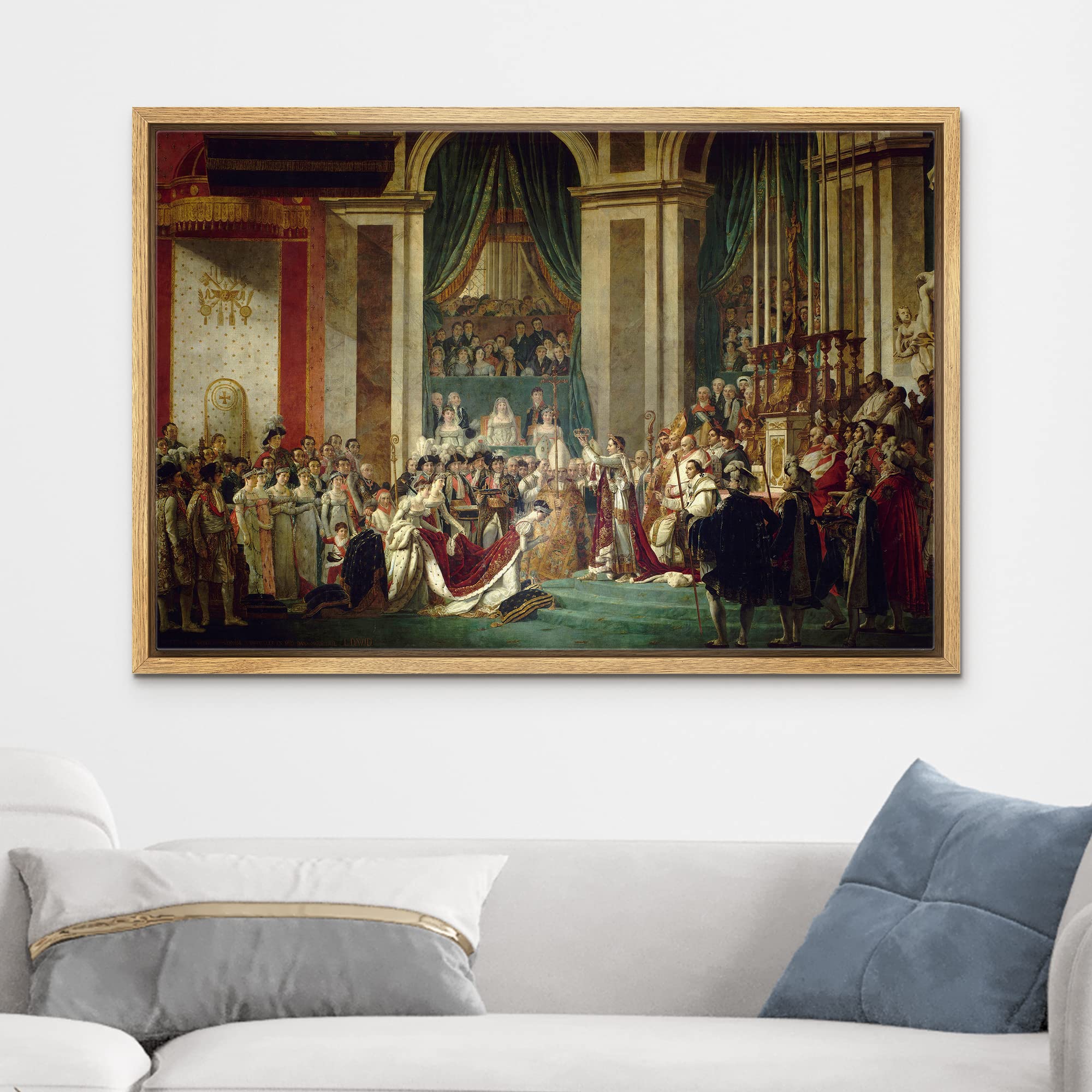 Wall26 - Framed Canvas Wll Art - The Coronation Of Napoleon By Jacques-Louis David - Famous Painting Reproduction Giclee Printed