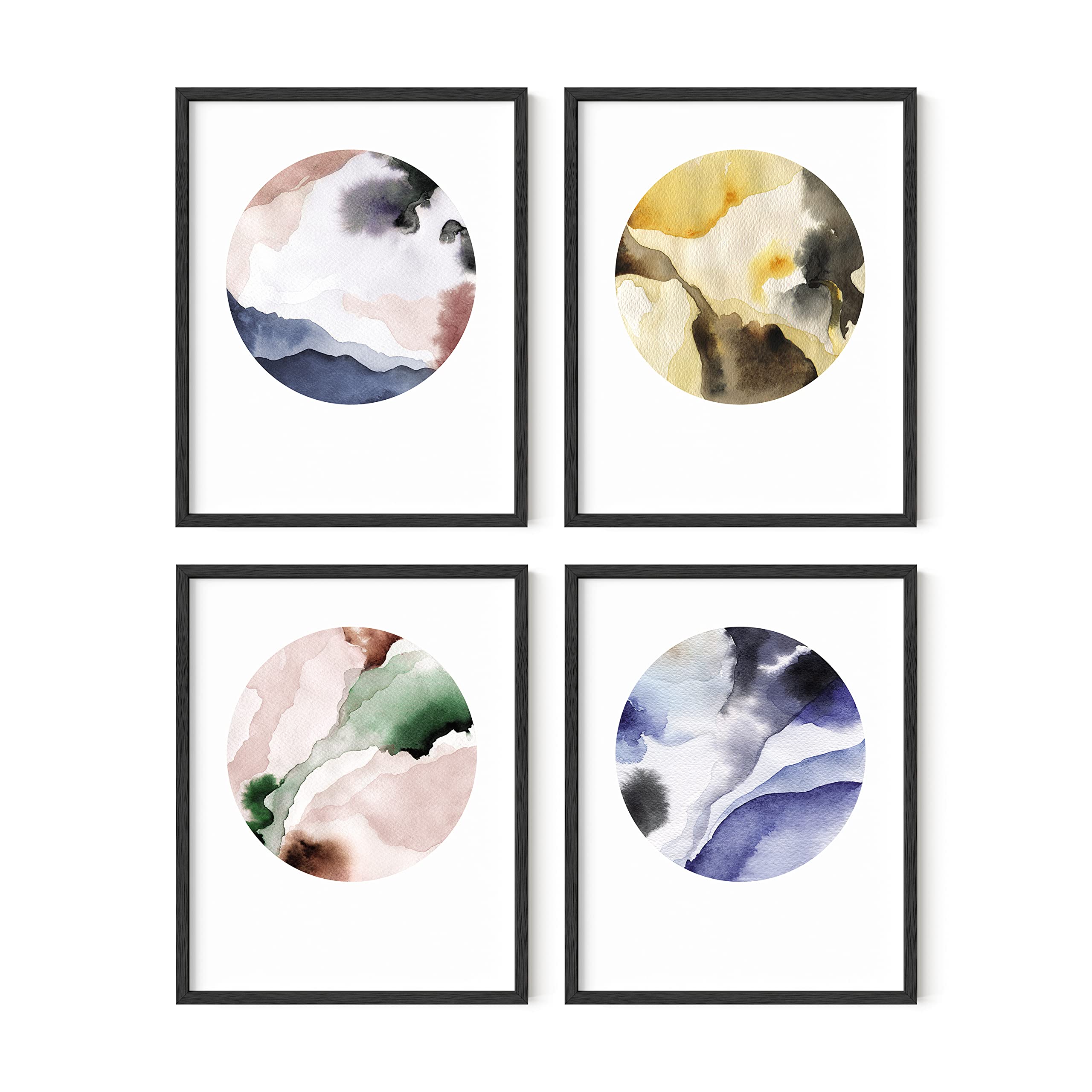 Haus And Hues Watercolor Prints Wall Art Pastel - Set Of 4 Minimalist Wall Art Prints And Posters, Modern Wall Art For Bedroom,