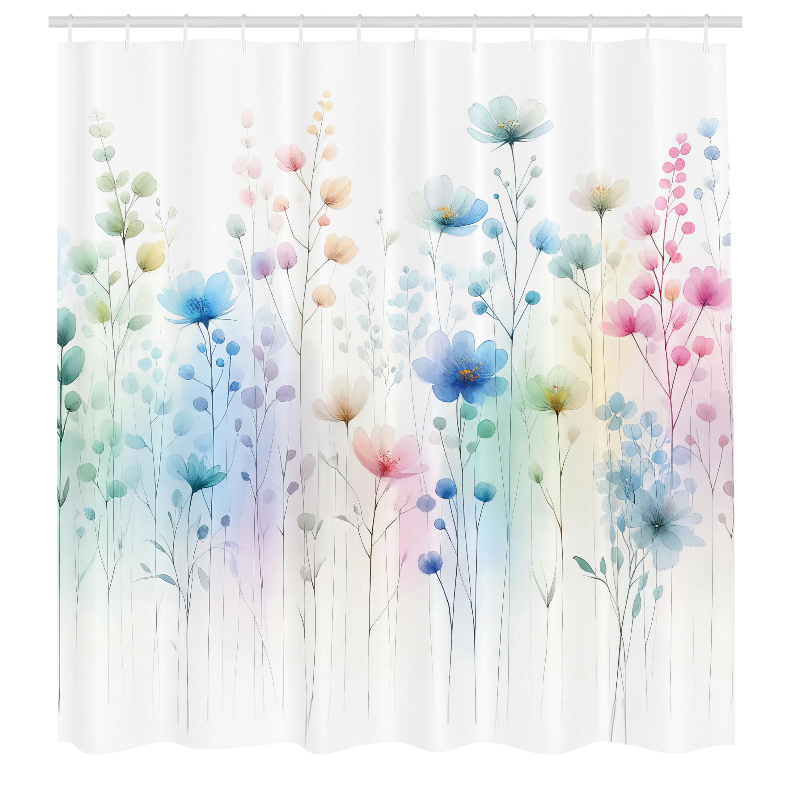 Ambesonne Floral Shower Curtain, Dreamy Composition Of Celestial Flowers With Fantasy Tones Abstract Garden, Cloth Fabric Bathro