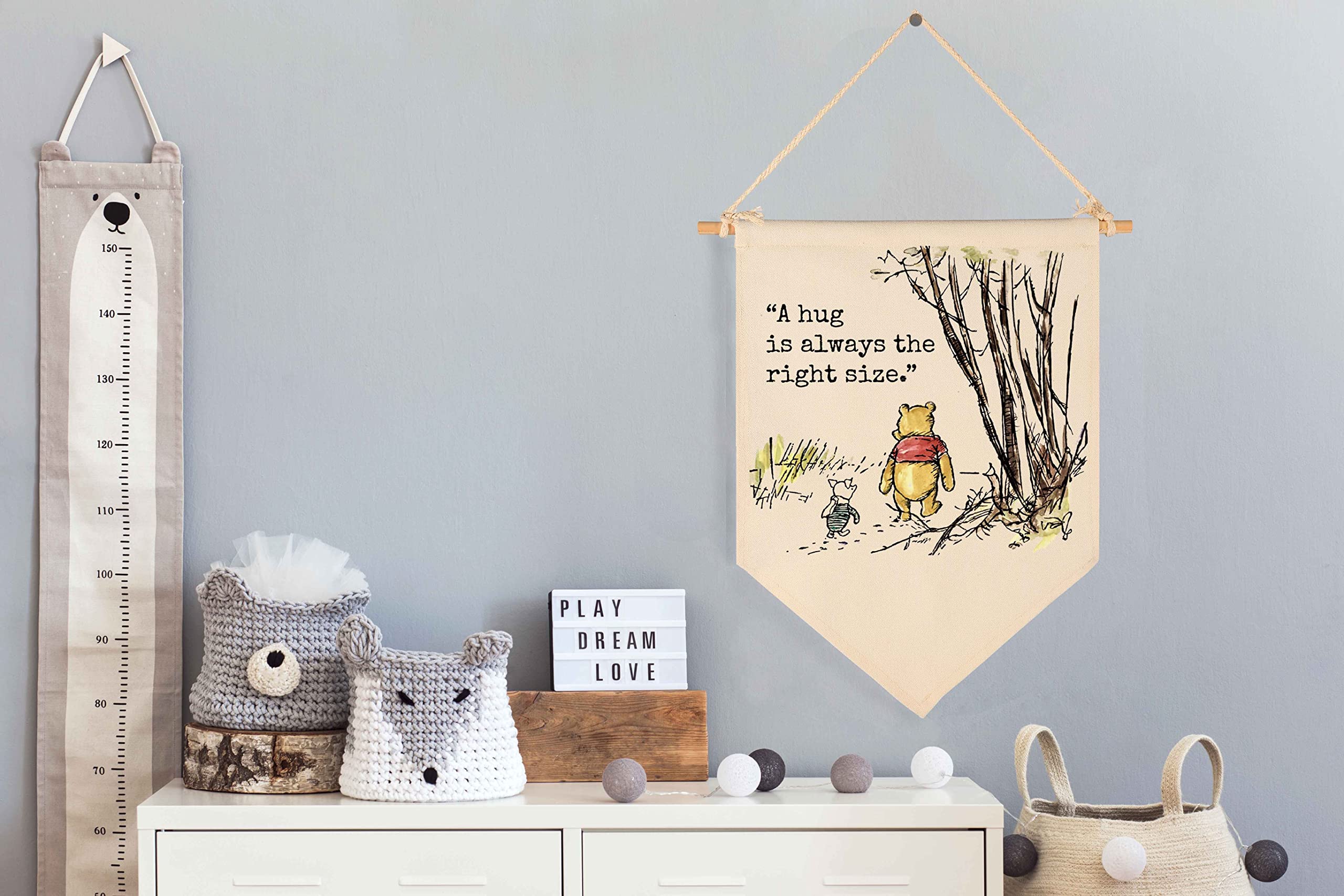 A Hug Is Always The Right Size-Christmas Birthday Party Bunting-Baby Gift Shower-Winie Wall Flag Decor Gift The Pooh-Banner Sign