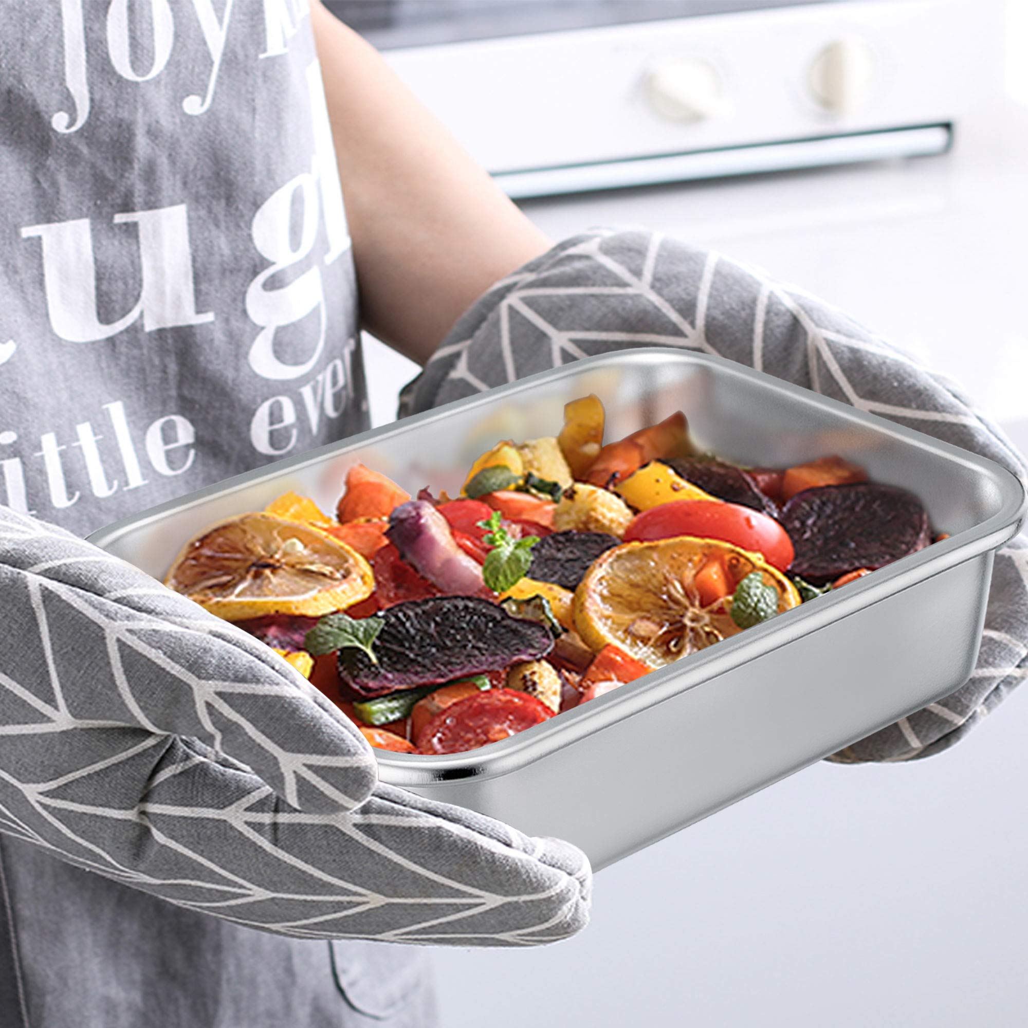 Teamfar Lasagna Pan Set Of 2, Brownie Pan Deep Lasagna Pan Rectangle Cake Pan Stainless Steel For Baking Roasting, 10.7  8.3  3.
