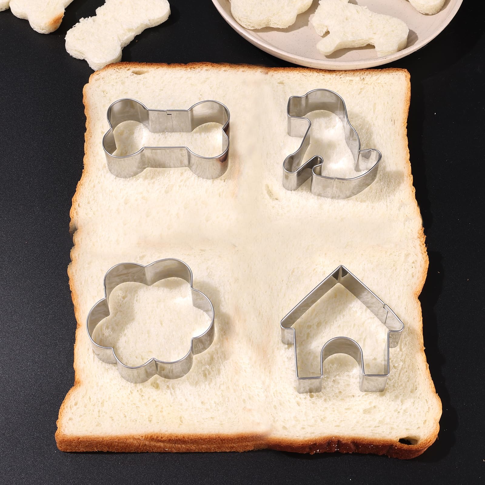 Dog Bone Cookie Cutter Anckne Bone Shape Cookie Cutter Set Stainless Steel Homemade Dog Biscuit Treats Cutter 4 Pieces