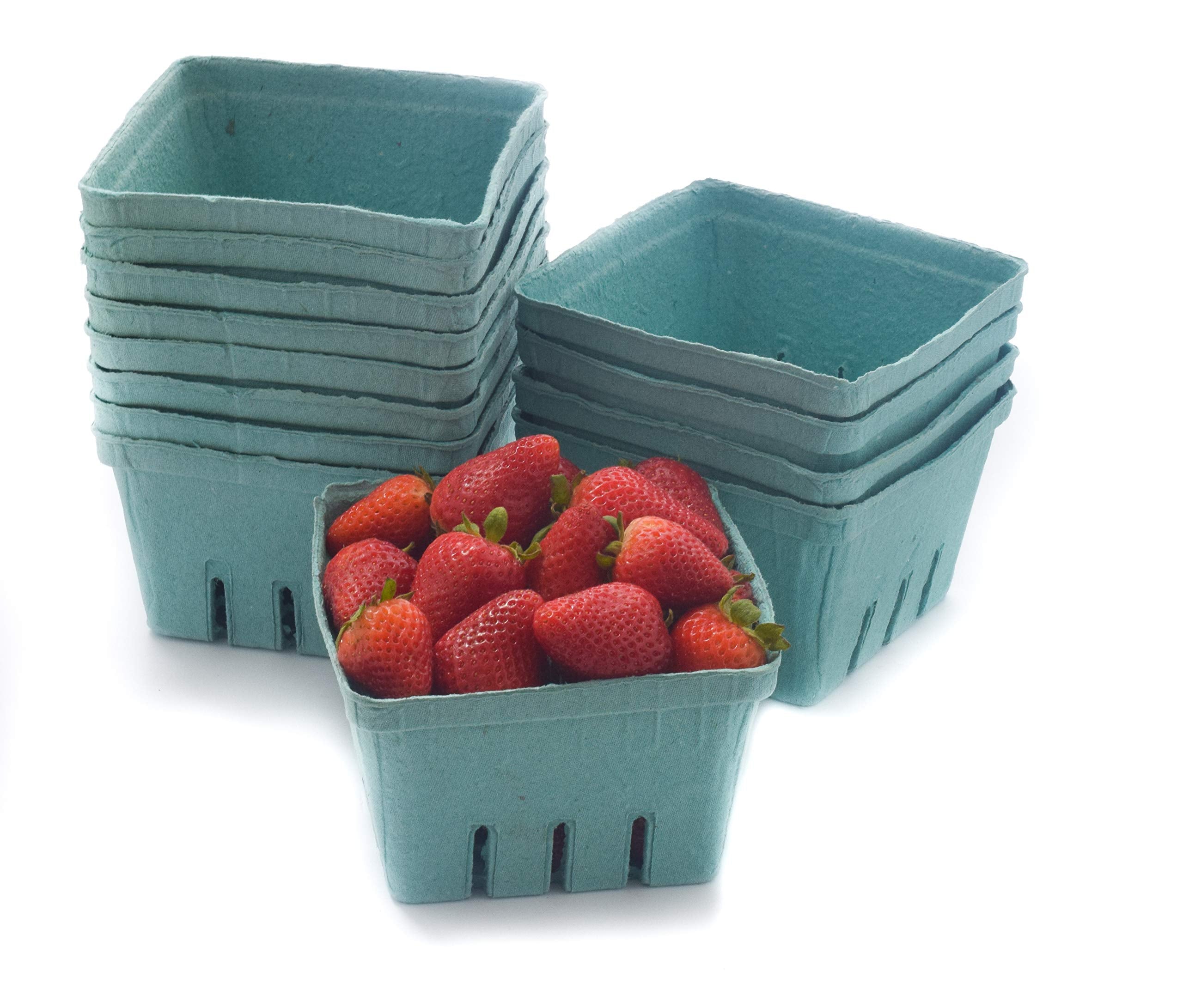 Ja Kitchens 42 Pack Quart Green Molded Pulp Fiber Berry/Produce Vented Baskets For Fruit And Vegetable
