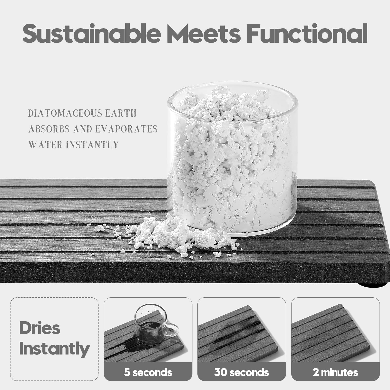 Razborci 2Pcs Diatomite Quick Stone Drying Tray Mat For Bathroom & Kitchen Counter, Instant Dry Water Absorbent Drink Bar Coaste