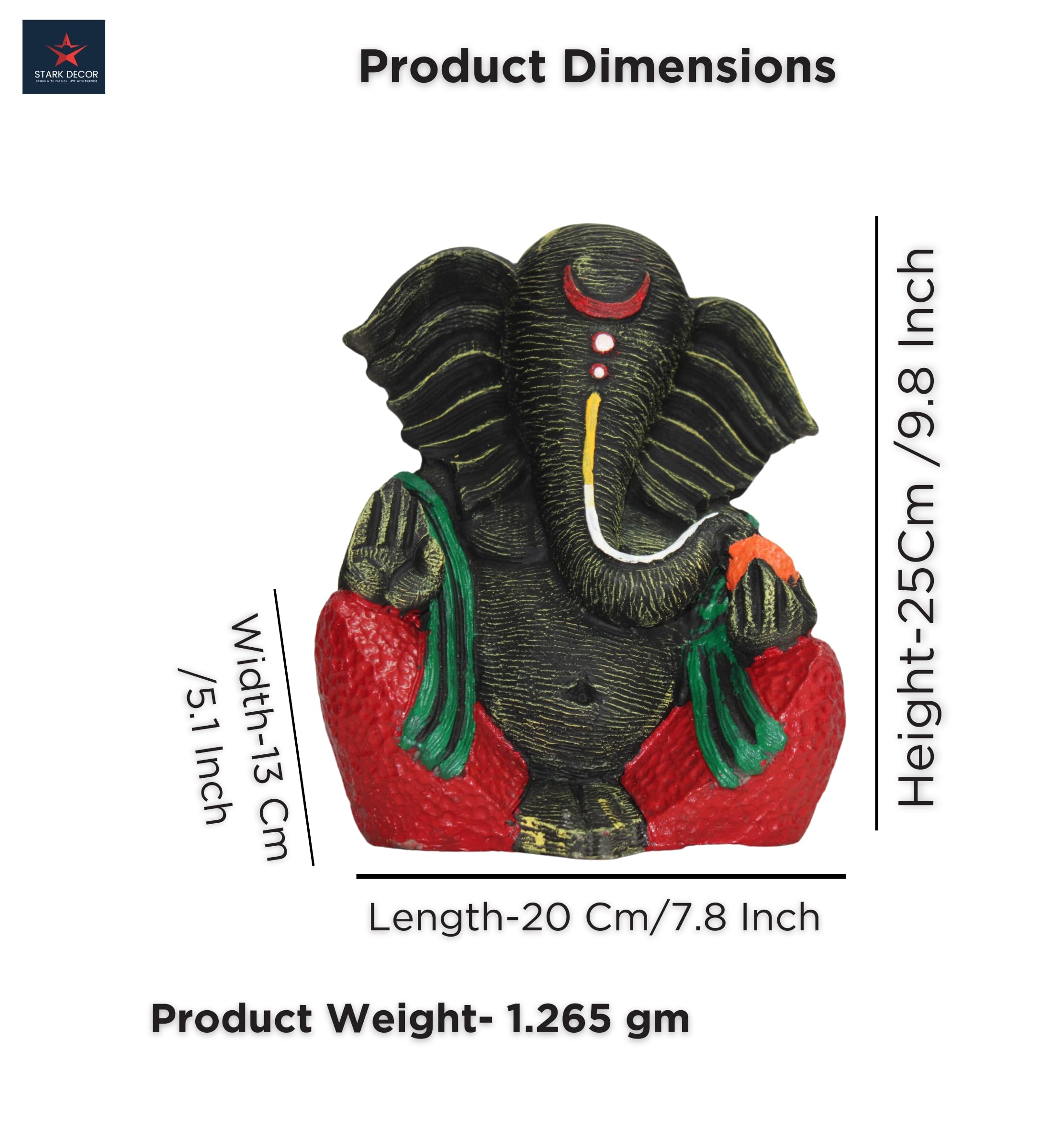 Stark Dcor Majestic Ganesh Adornment Standganpati Idol For Home Decor Puja Lord Ganesh Statue Gift For Office Desk Puja Room Fig