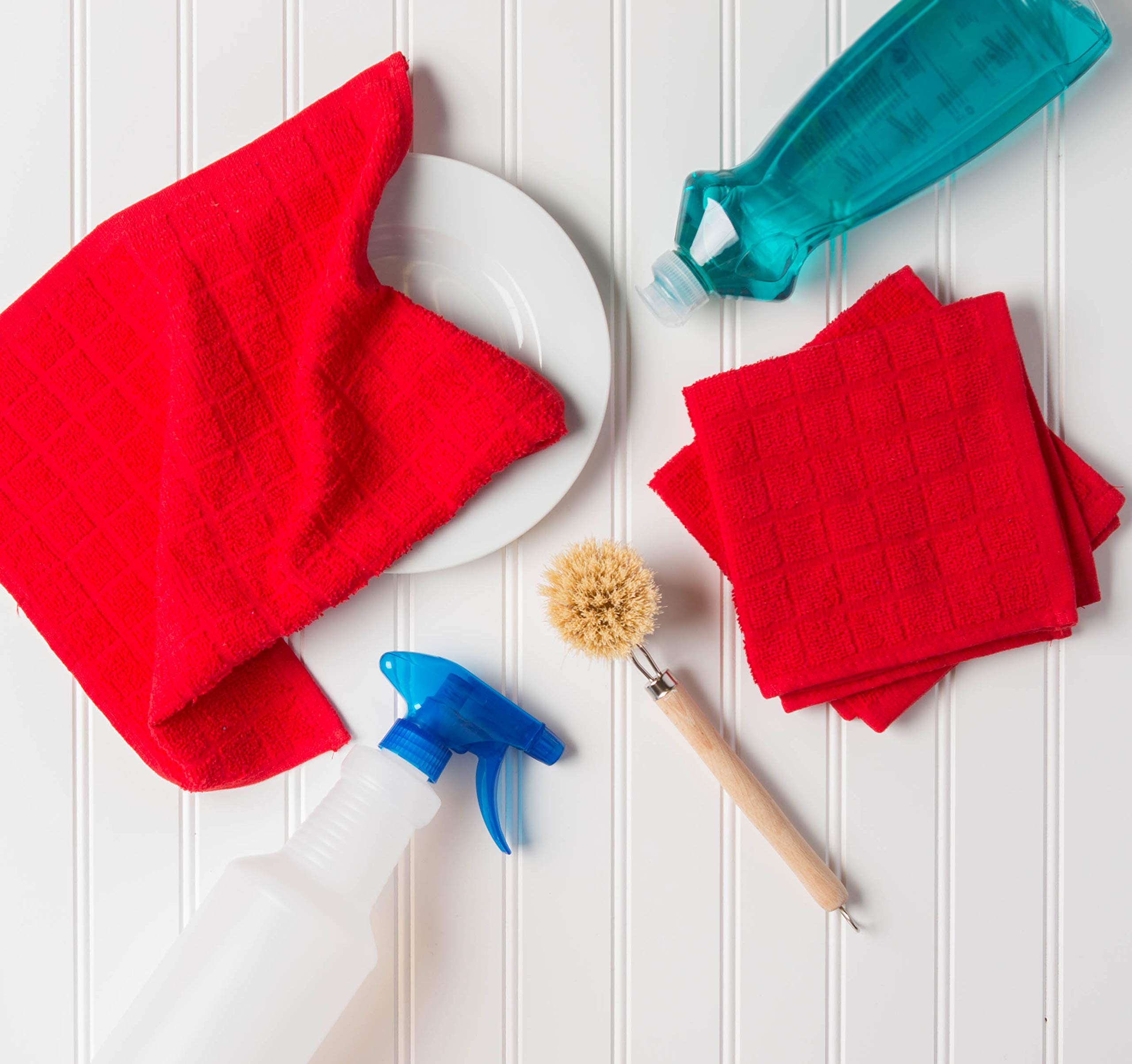 DII Basic Terry Collection Solid Windowpane Dishcloth Set  12x12  Red  6 Piece