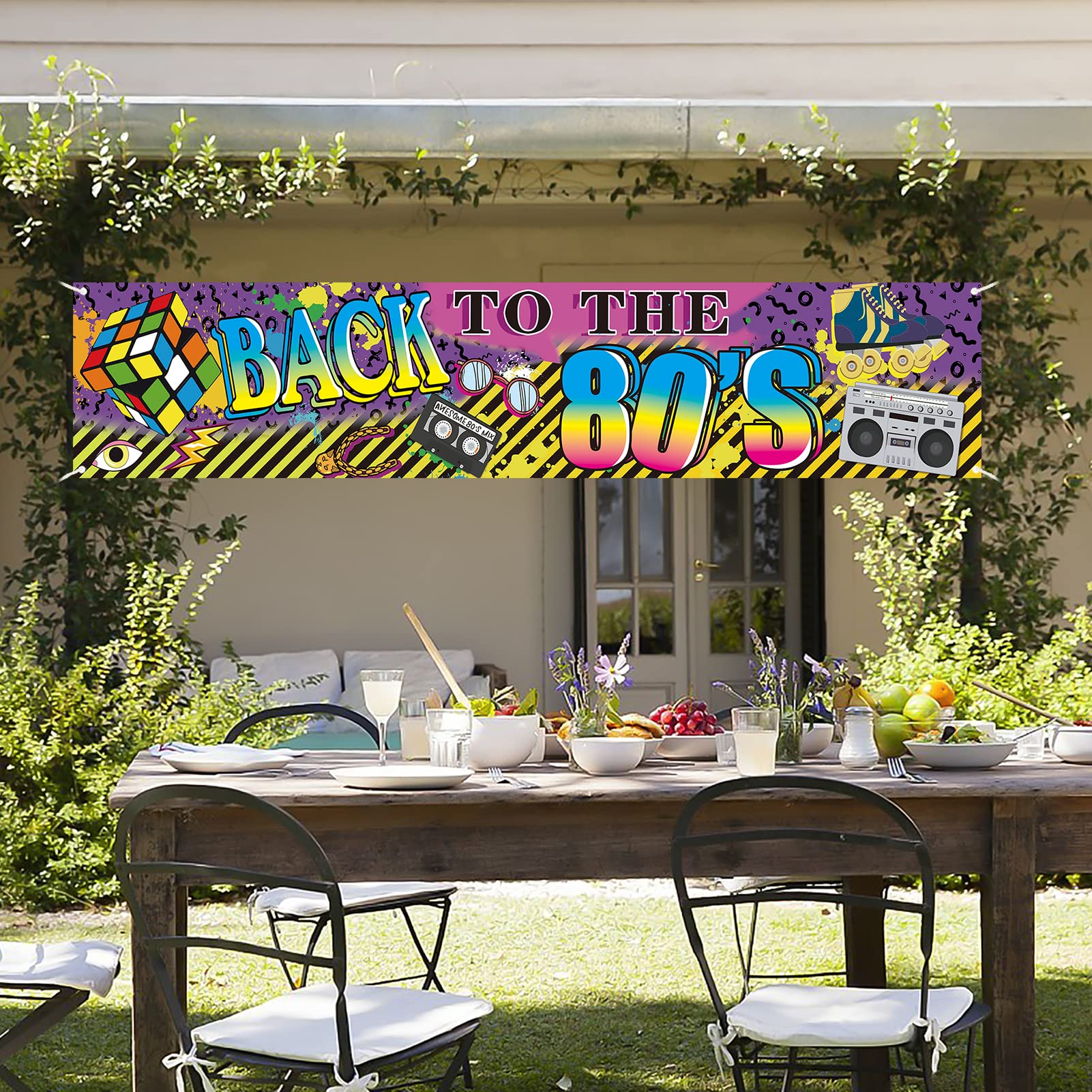 Yoaokiy 80S Party Decorations Back To The 80S Banner Backdrop, 1980S Hip Hop Graffiti Party Supplies, Throwback 80S Birthday Par