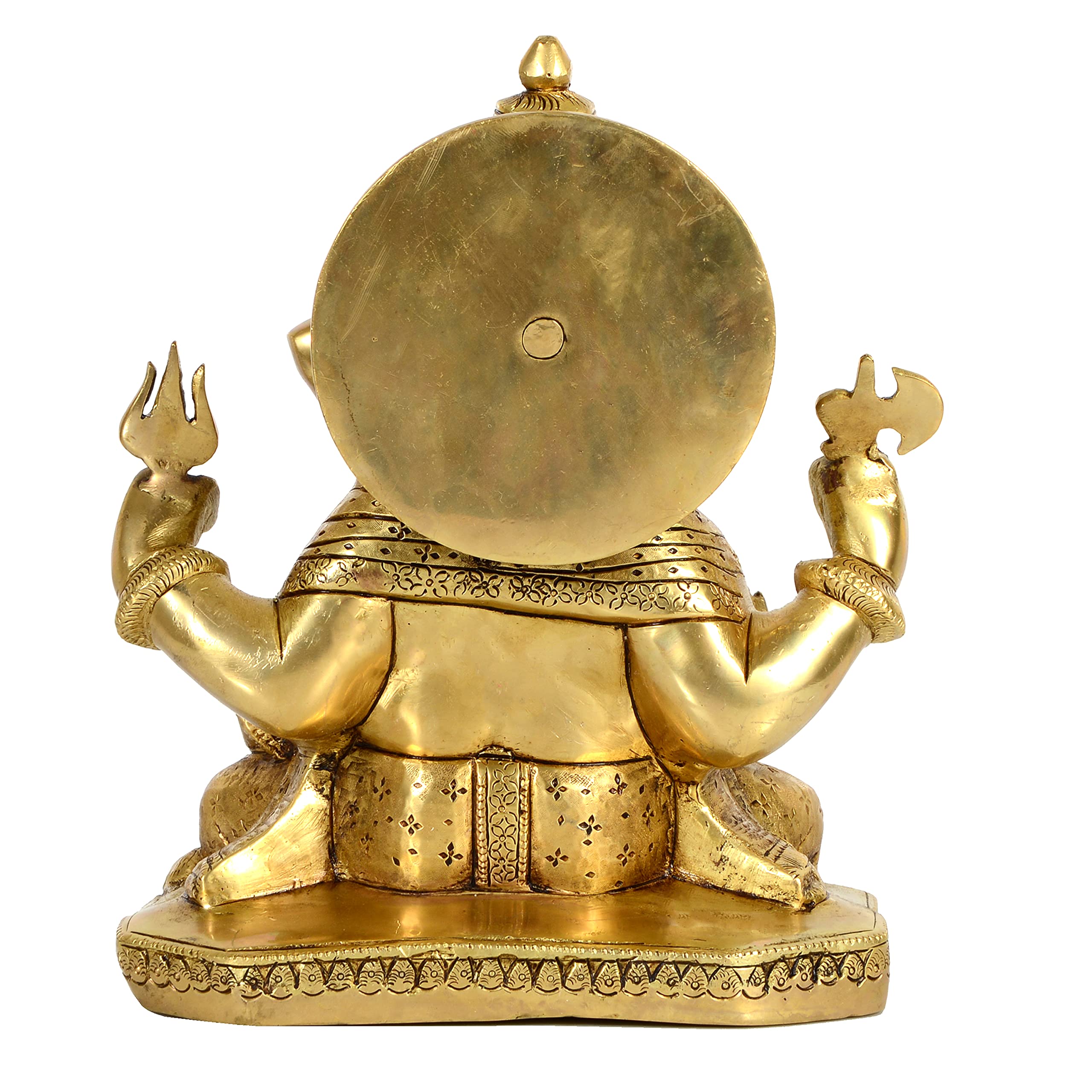 Kalarambh Brass Ganesha/Ganesh/Ganpati Idol Murti Statue For Home Pooja Puja Mandir Decor Collectible Handicraft Art, Yellow, 8