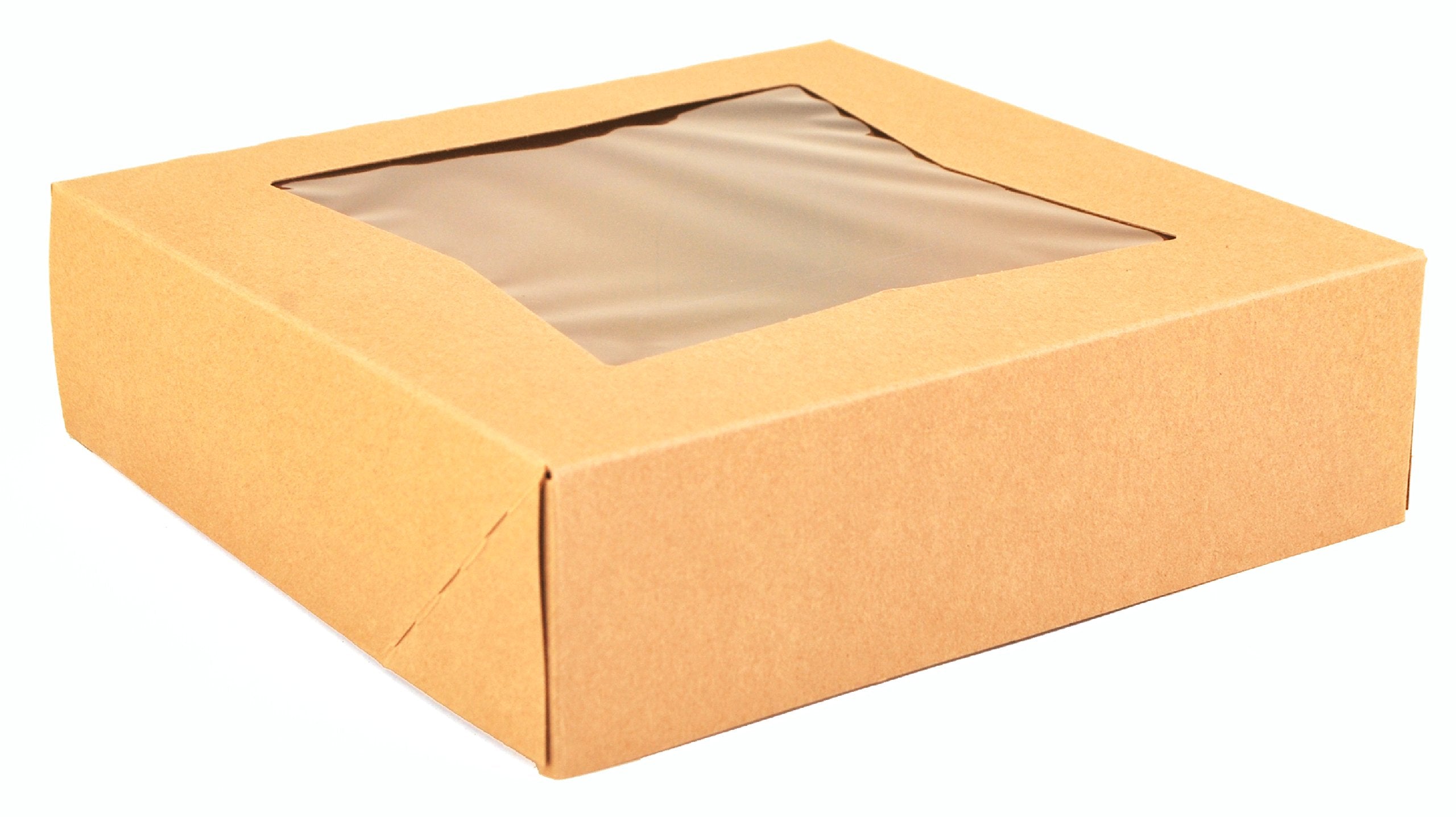Sct Kraft Window Bakery Boxes, 9 X 9 X 2.5, Brown, Paper, 200/Carton