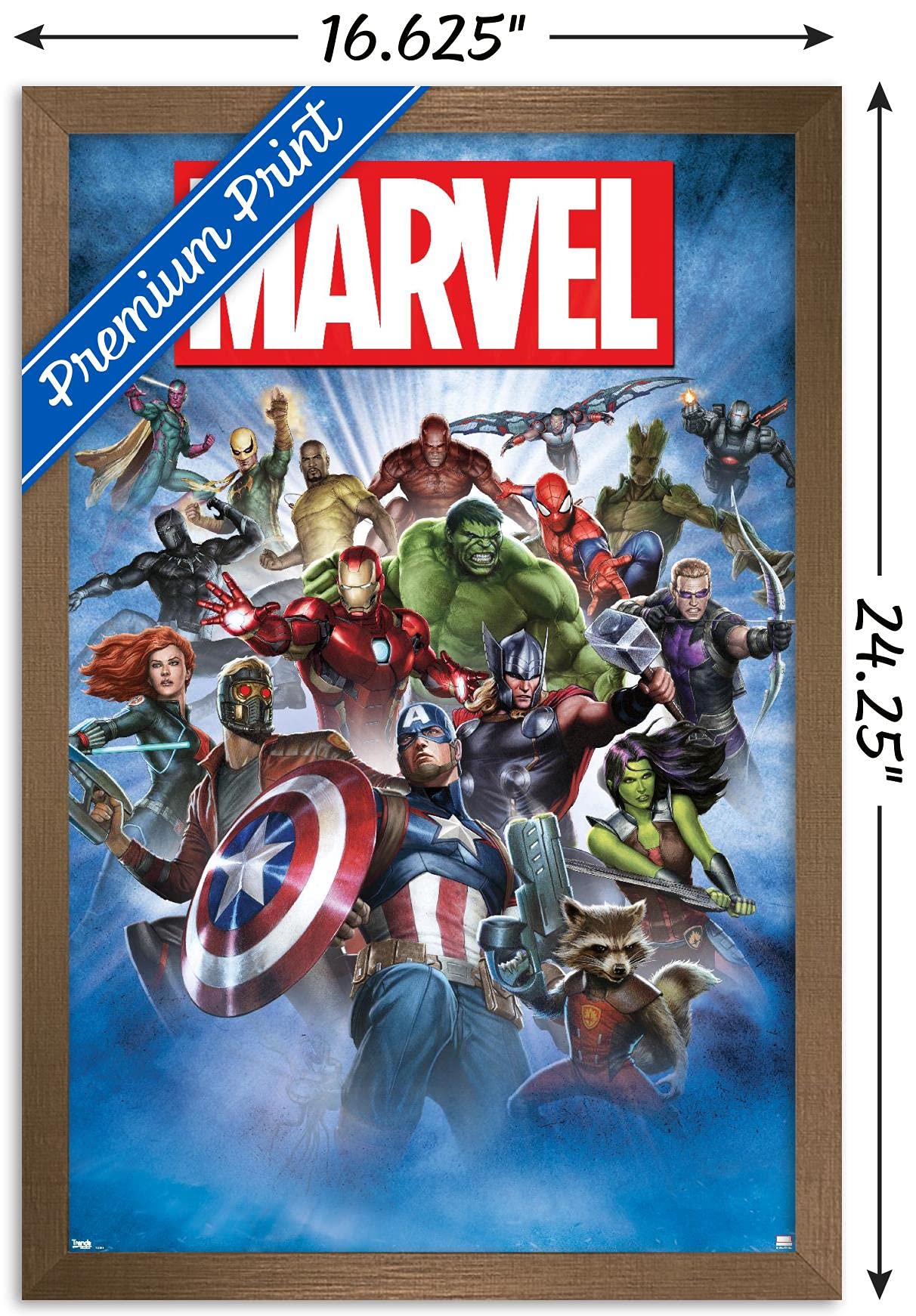 Trends International Marvel Comics - Group Shot Wall Poster, 14.725'' X 22.375'', Bronze Framed Version