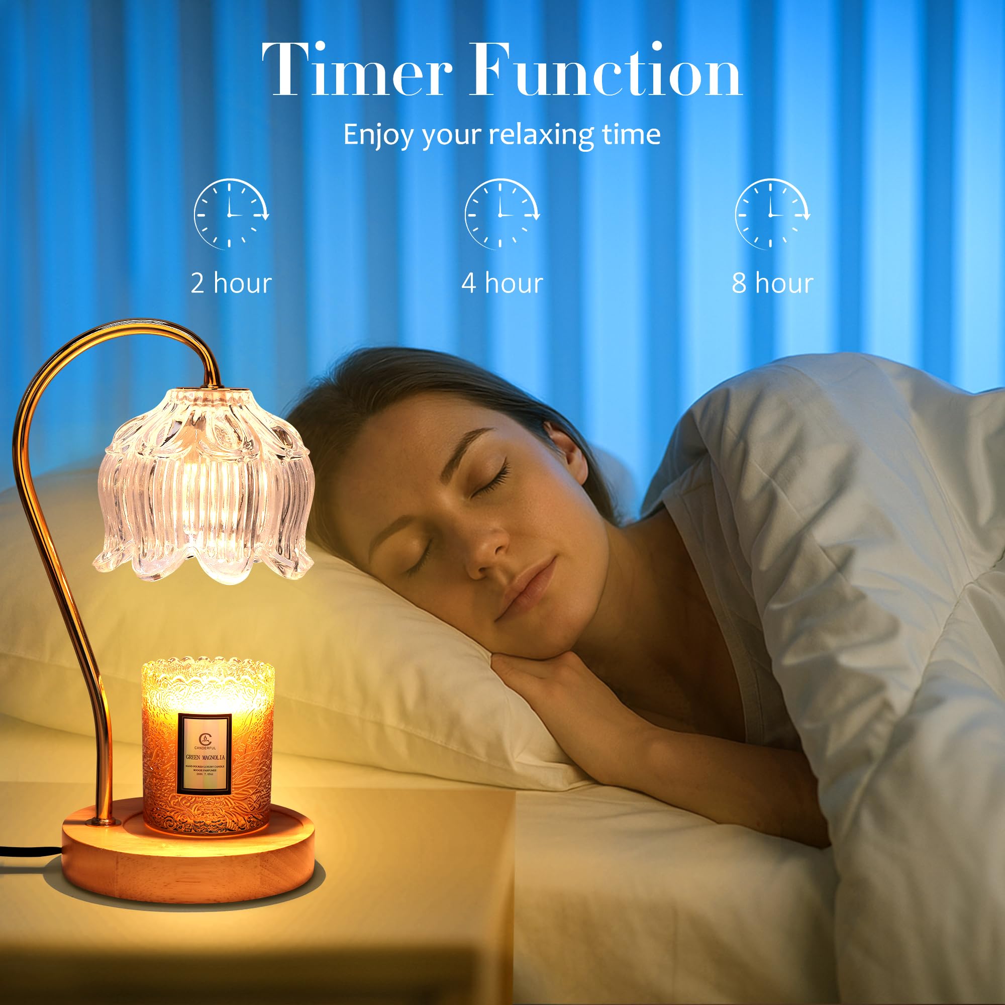 Merrtody Dimmable Flower Candle Warmer Lamp with Timer - Fits All Jar Scented Candles - Christmas & Mother s Day Gift for Women