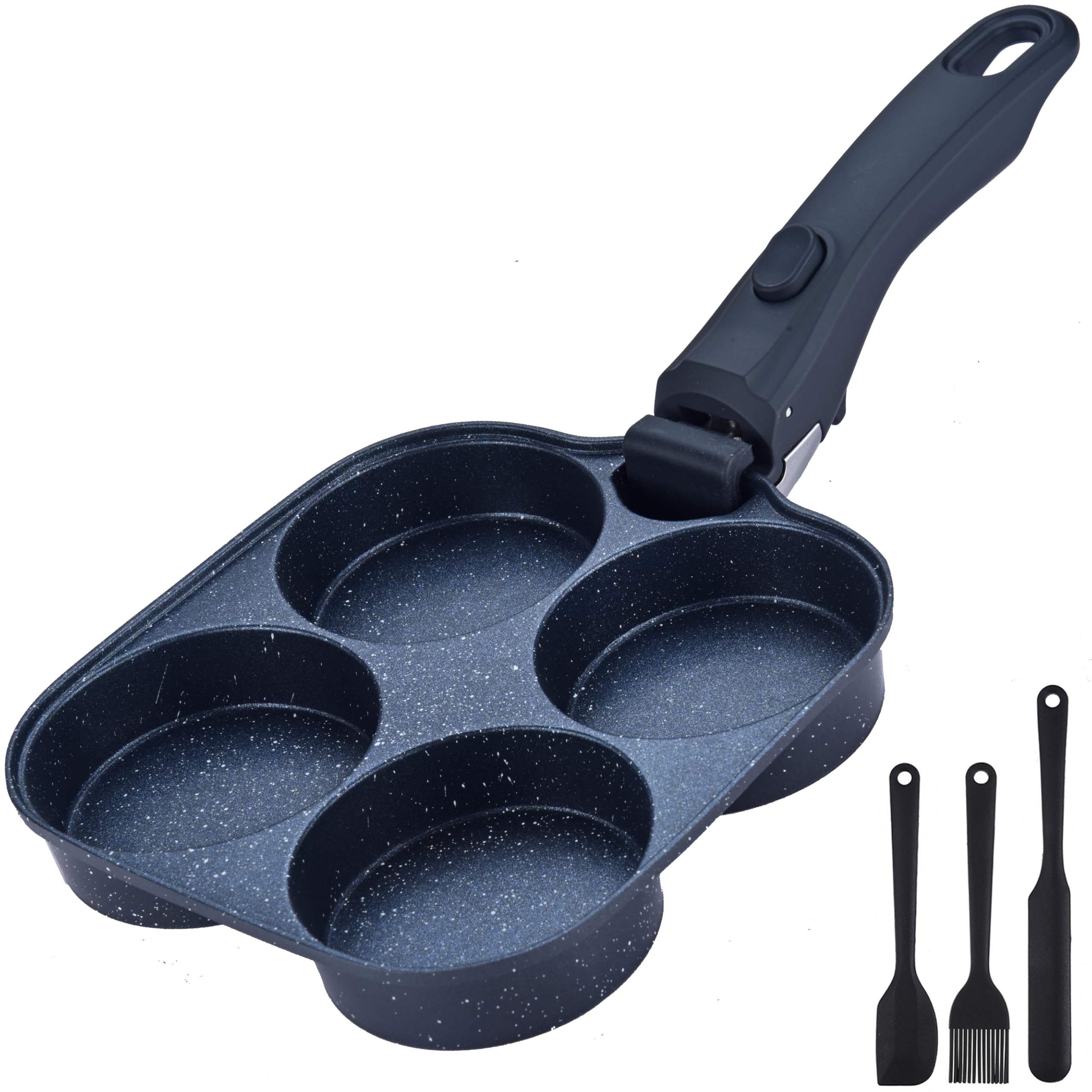 4 Egg Pan, Nonstick Pancake Breakfast Pan, Detachable Handle for Induction